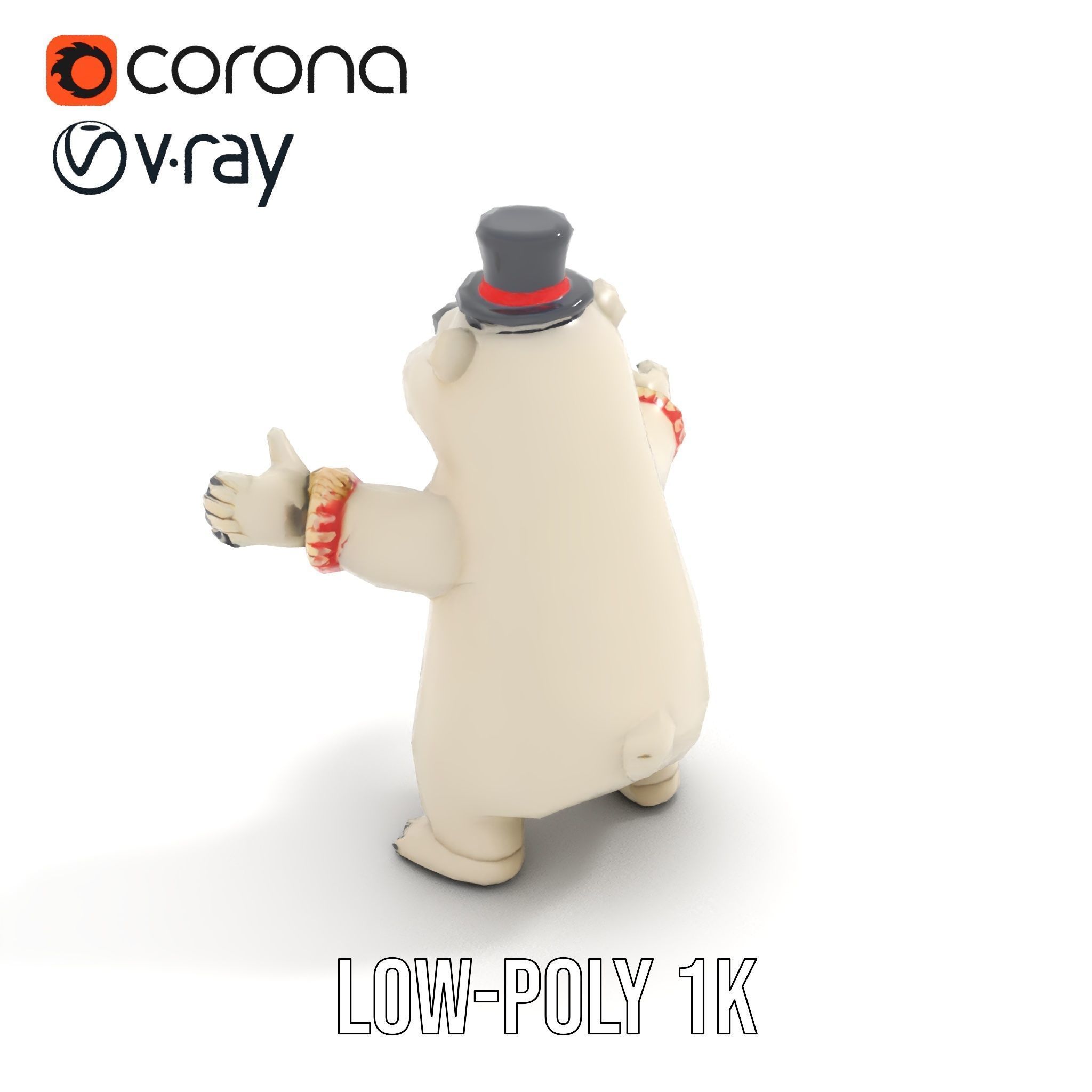 Dapper Polar Bear Model  Rigged and Animated Low-poly 3D model_17