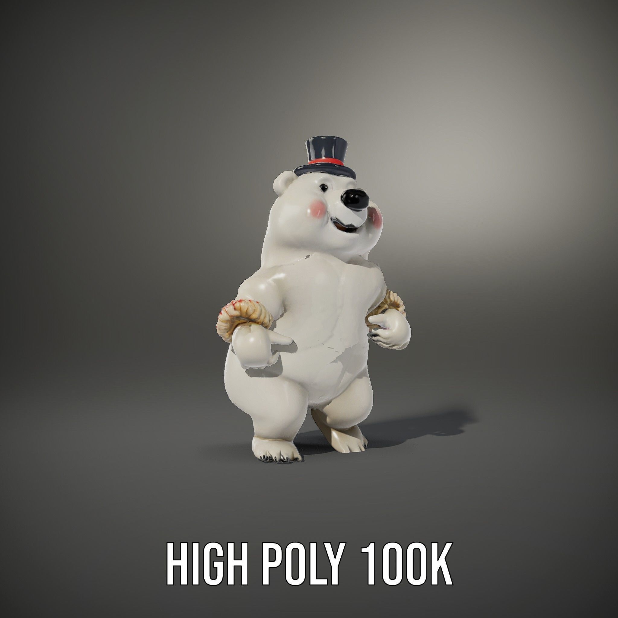 Dapper Polar Bear Model  Rigged and Animated Low-poly 3D model_30