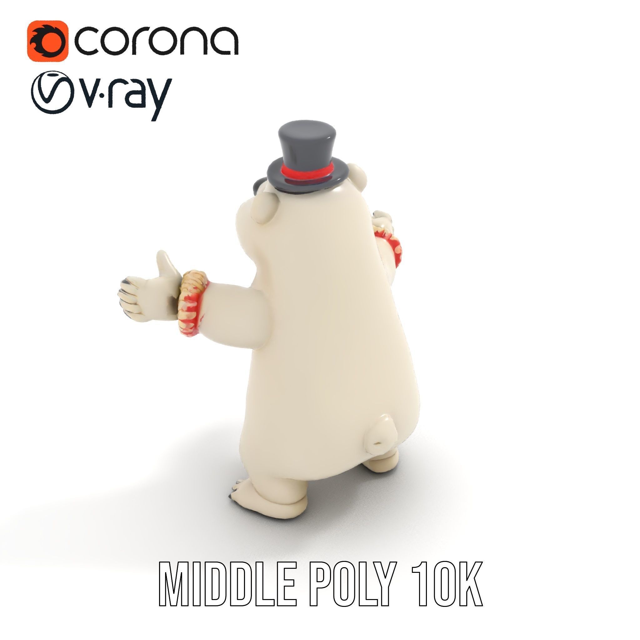 Dapper Polar Bear Model  Rigged and Animated Low-poly 3D model_19