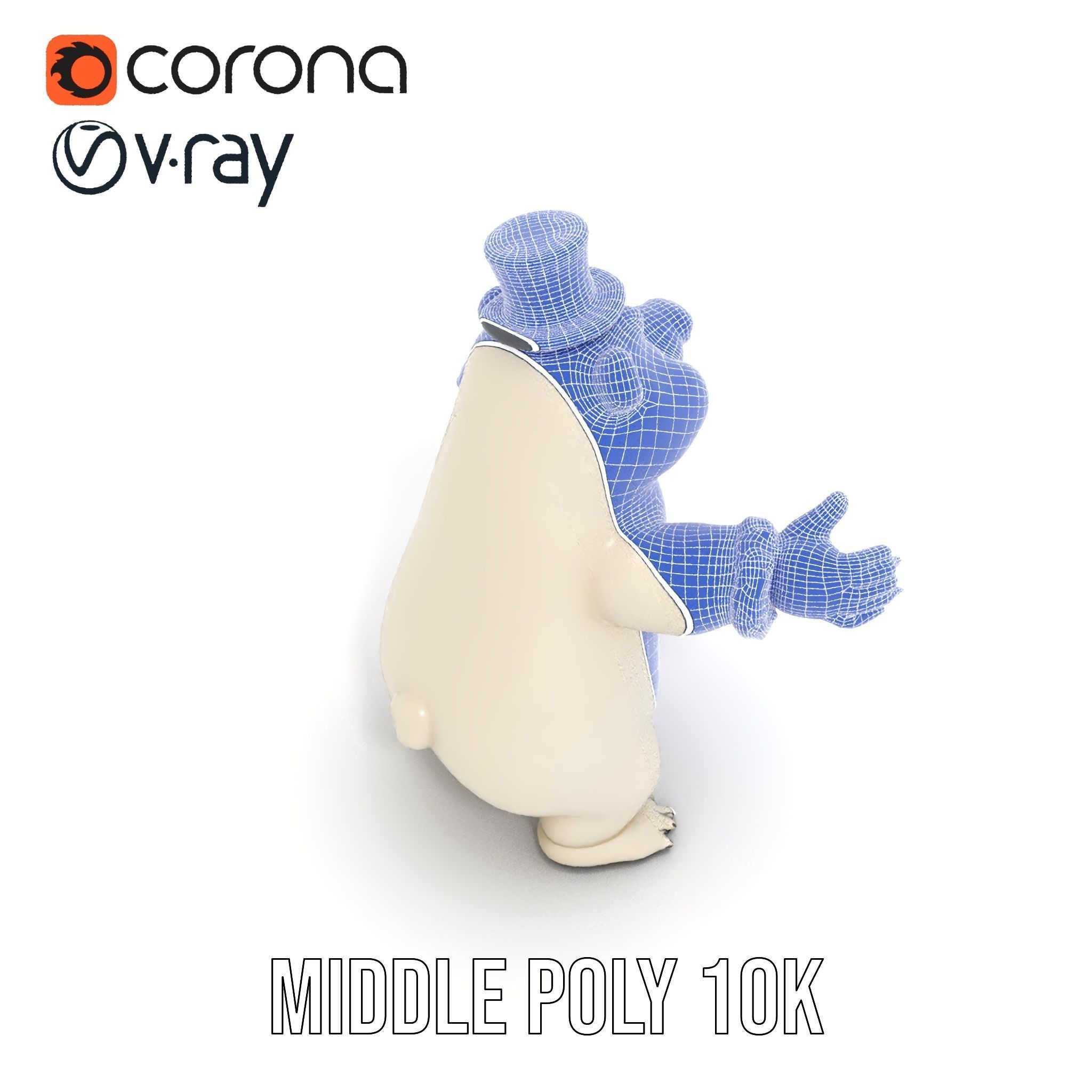 Dapper Polar Bear Model  Rigged and Animated Low-poly 3D model_28