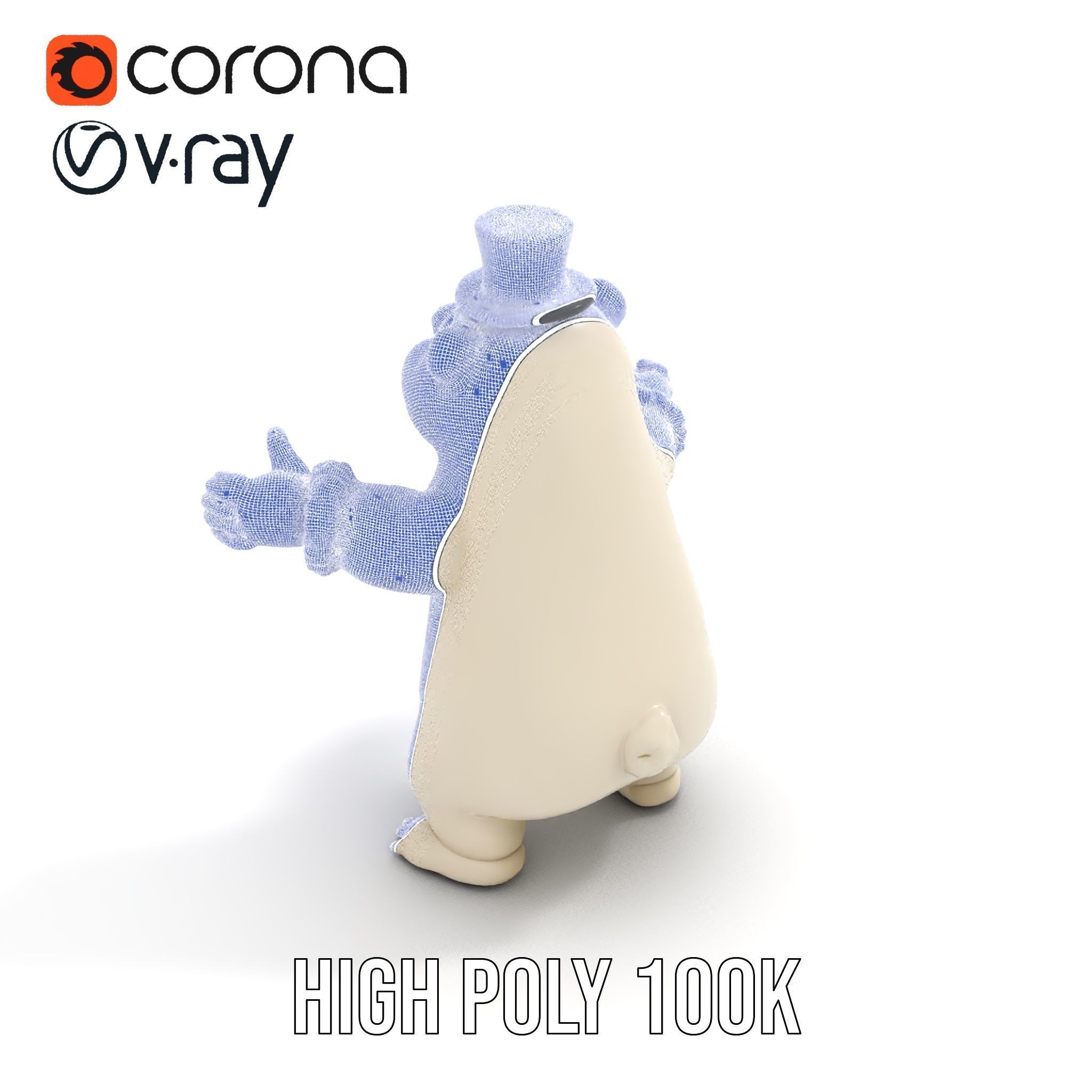 Dapper Polar Bear Model  Rigged and Animated Low-poly 3D model_33