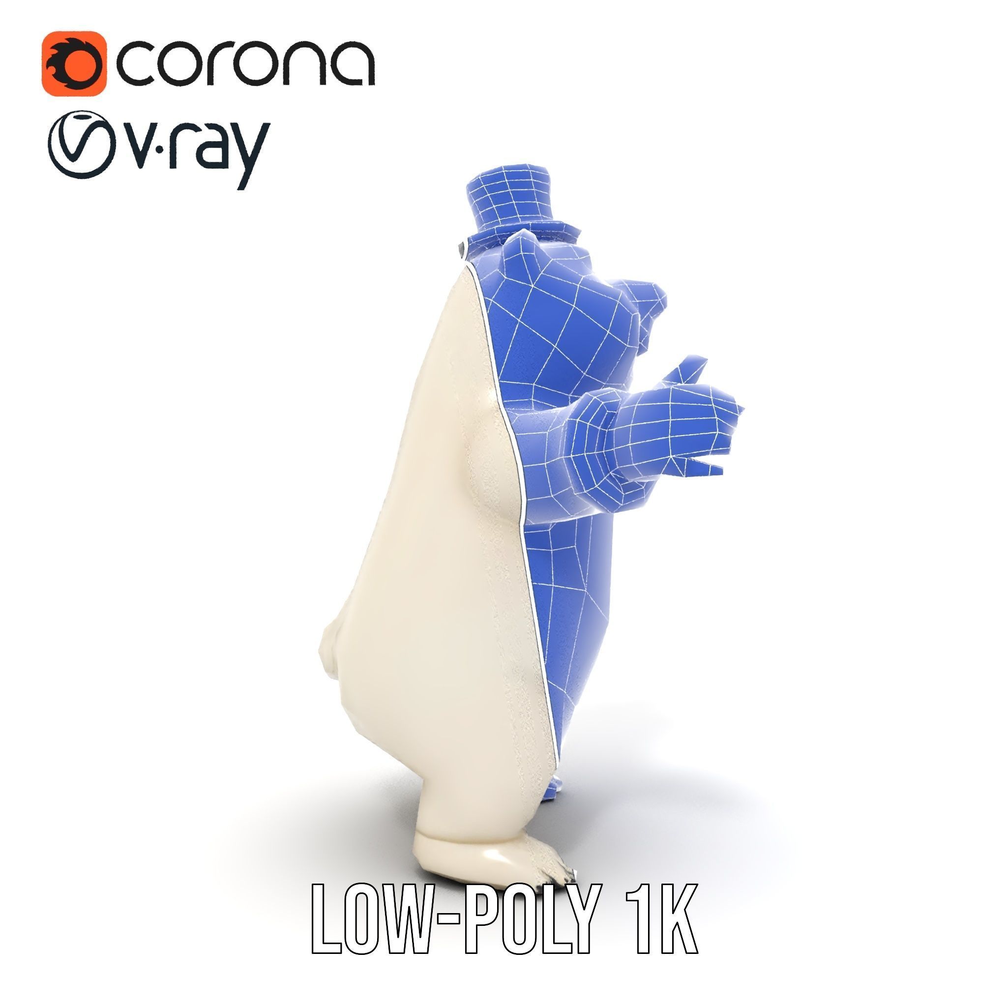 Dapper Polar Bear Model  Rigged and Animated Low-poly 3D model_32