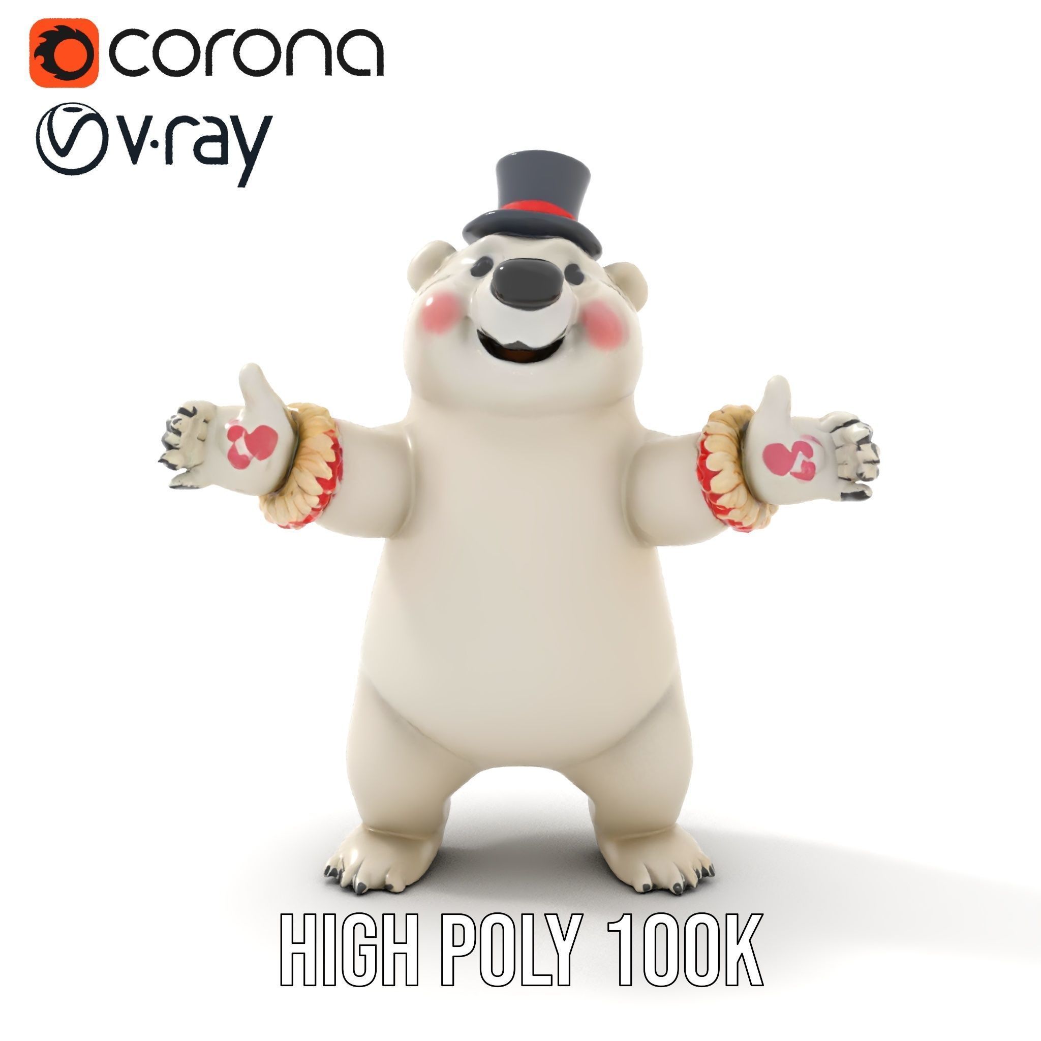 Dapper Polar Bear Model  Rigged and Animated Low-poly 3D model_27