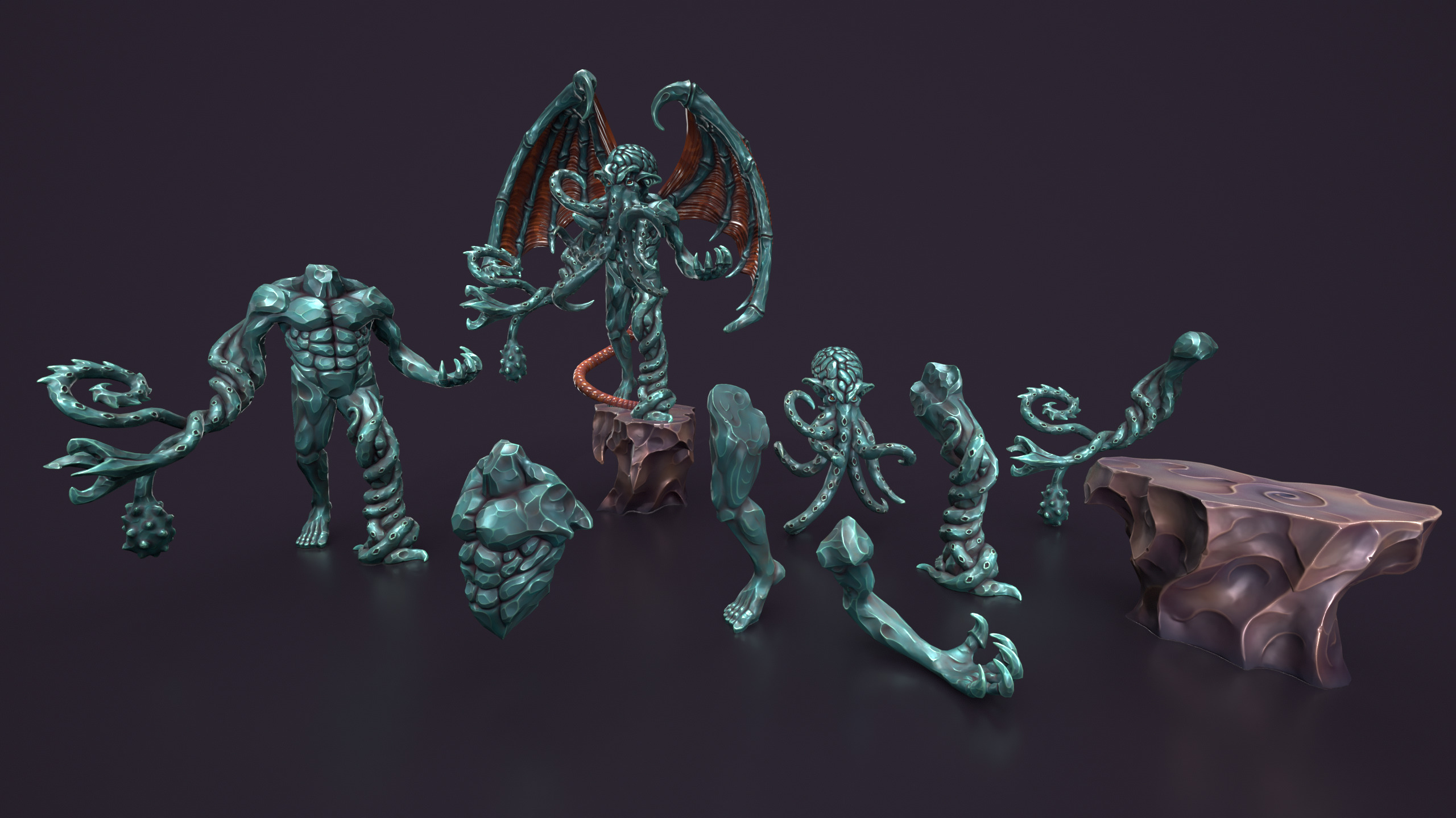 Ancient Warlord Statue Low-poly 3D model_15