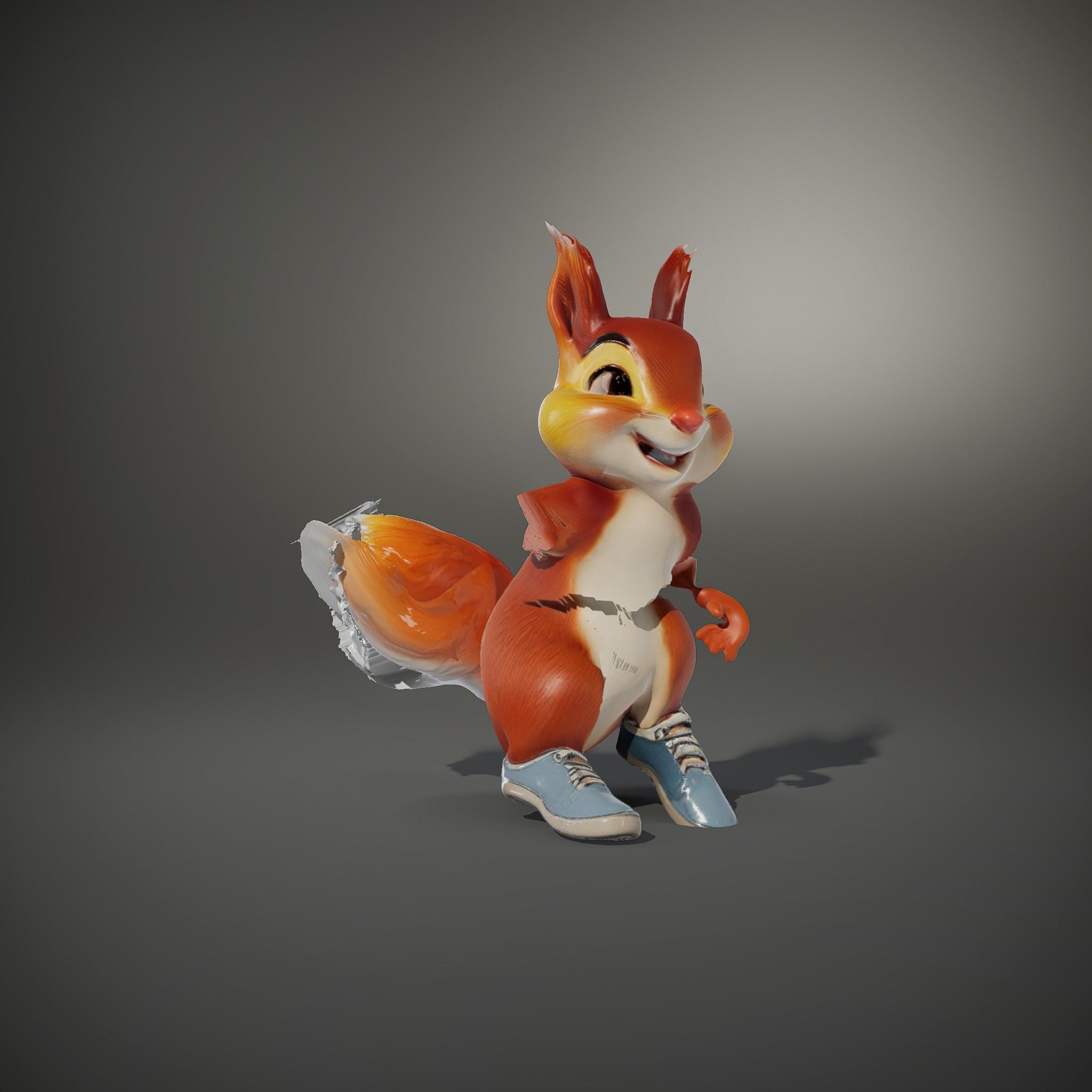 Cheerful Squirrel Character in Sneakers  Rigged and Animated Low-poly 3D model_36