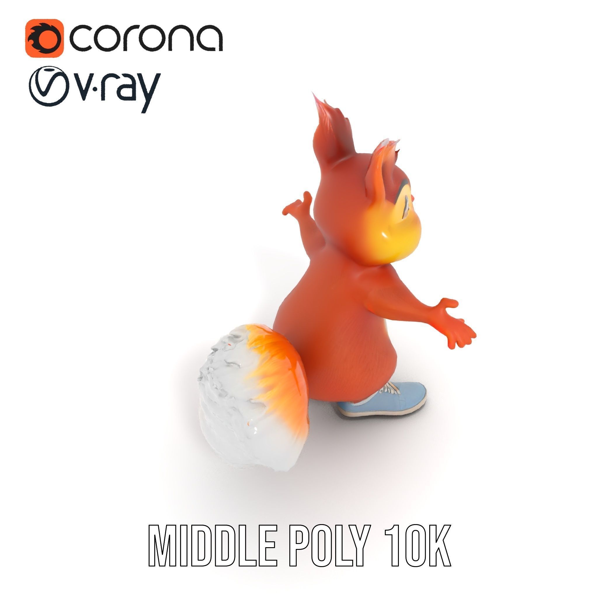 Cheerful Squirrel Character in Sneakers  Rigged and Animated Low-poly 3D model_33