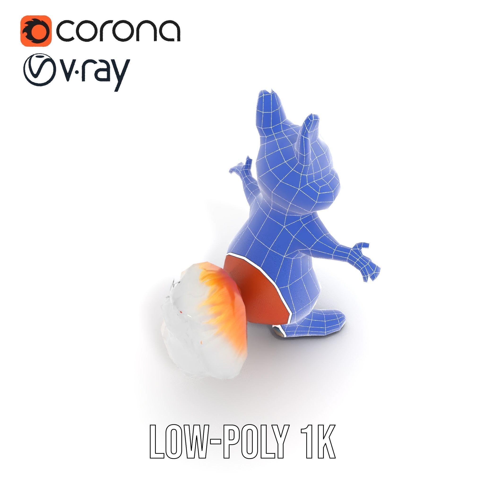 Cheerful Squirrel Character in Sneakers  Rigged and Animated Low-poly 3D model_19