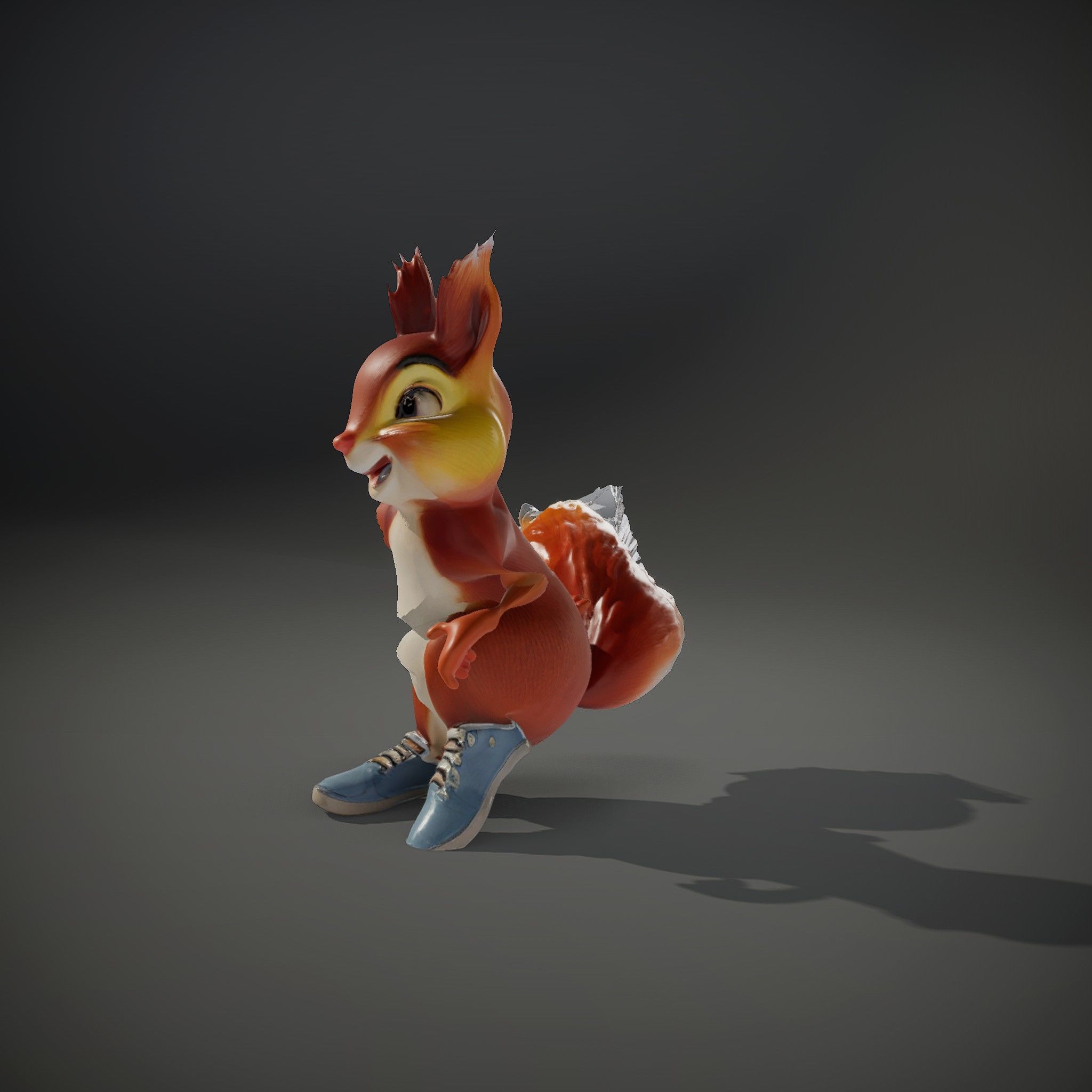 Cheerful Squirrel Character in Sneakers  Rigged and Animated Low-poly 3D model_37