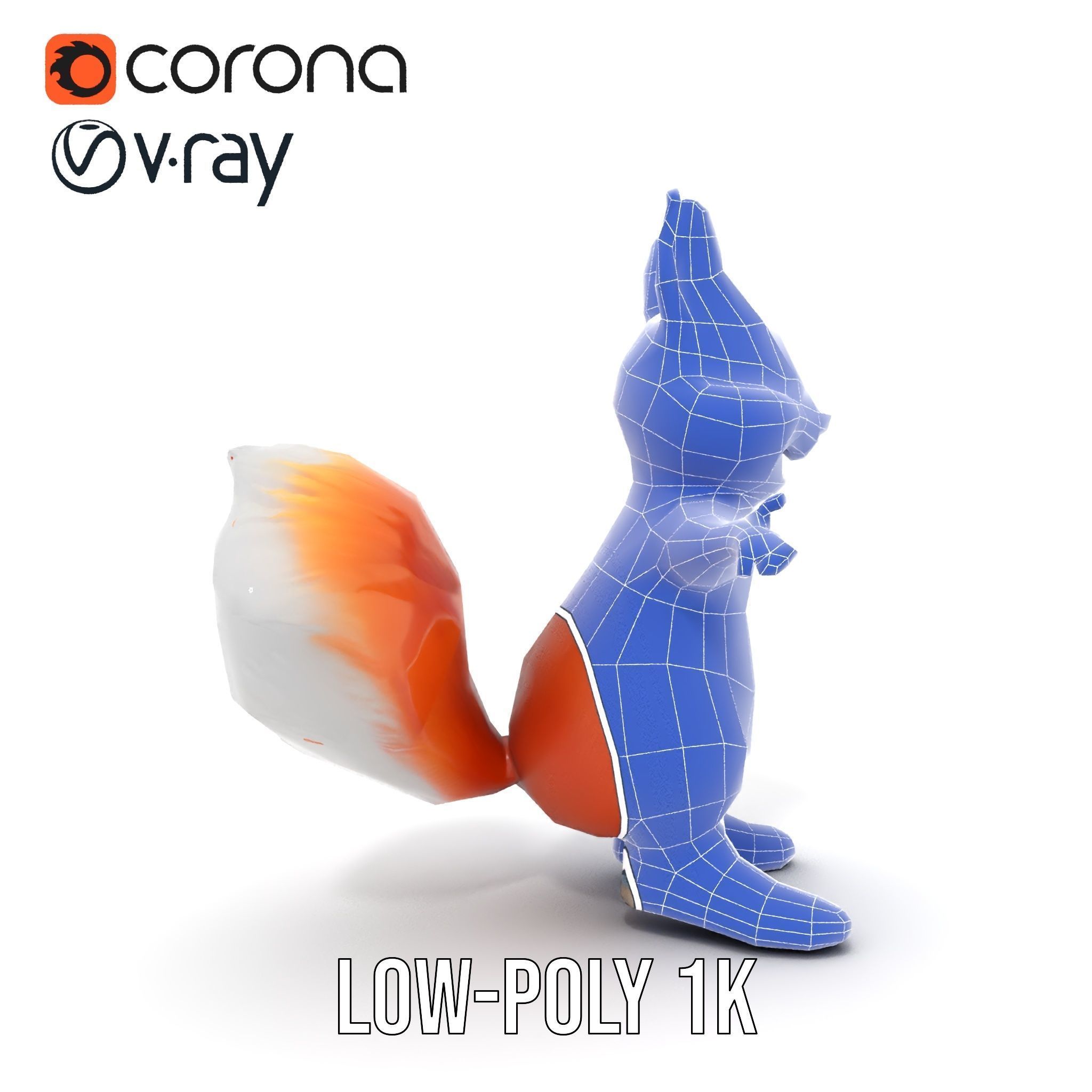Cheerful Squirrel Character in Sneakers  Rigged and Animated Low-poly 3D model_22