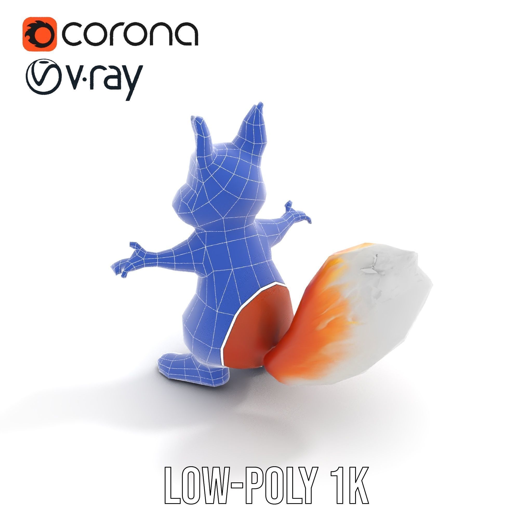 Cheerful Squirrel Character in Sneakers  Rigged and Animated Low-poly 3D model_14