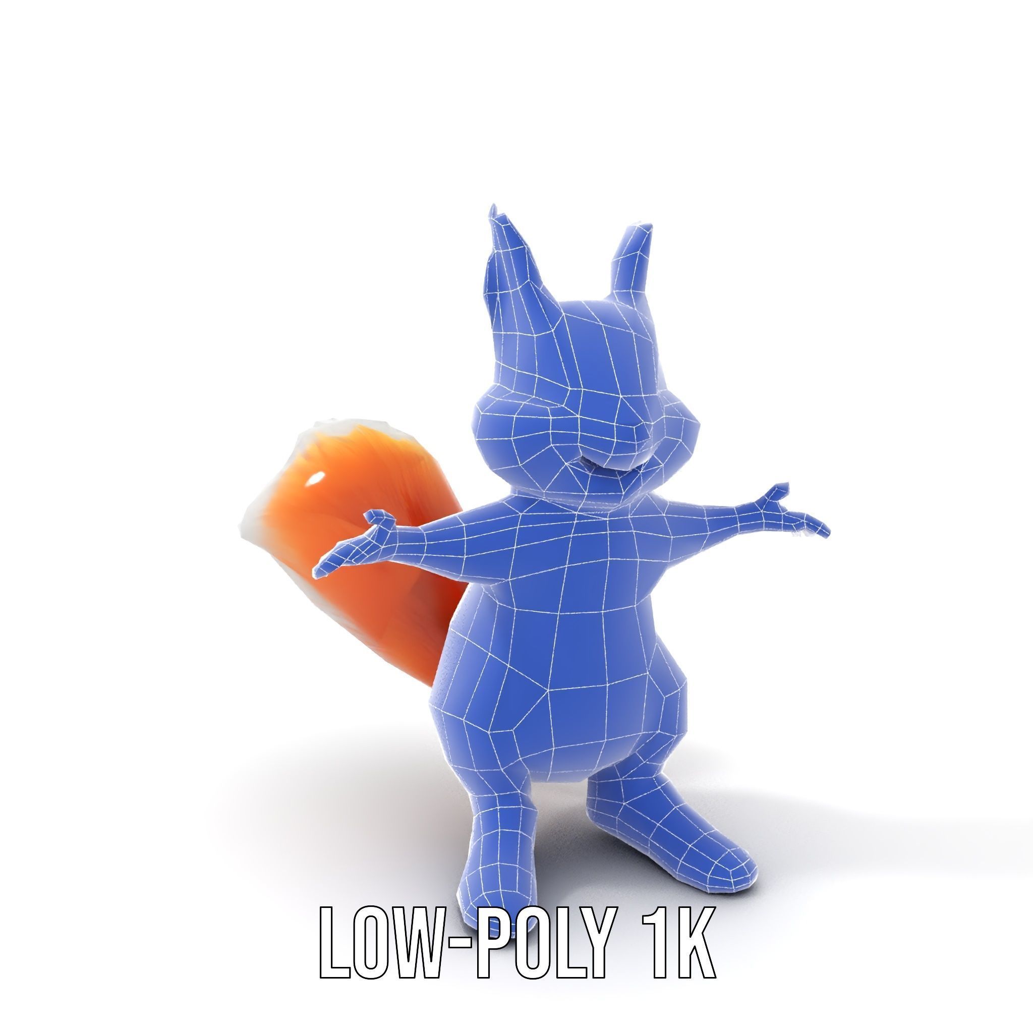 Cheerful Squirrel Character in Sneakers  Rigged and Animated Low-poly 3D model_28