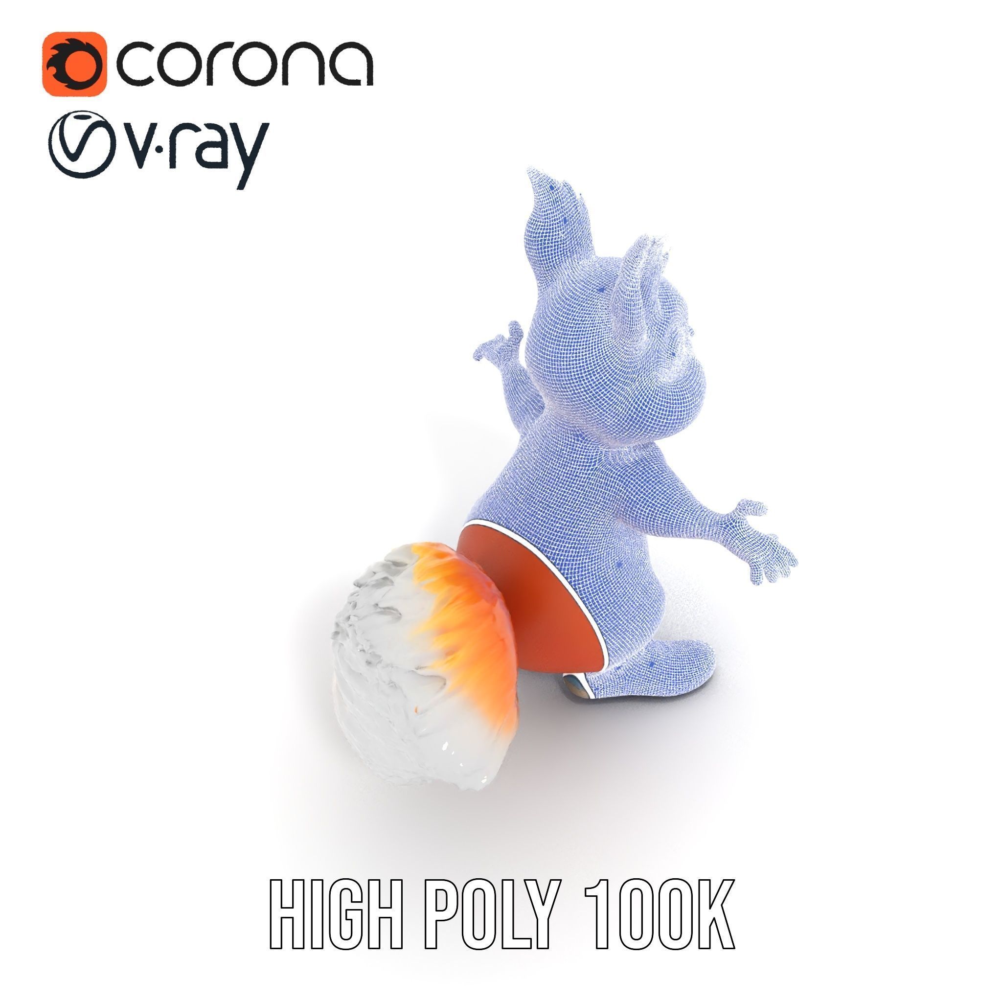 Cheerful Squirrel Character in Sneakers  Rigged and Animated Low-poly 3D model_32