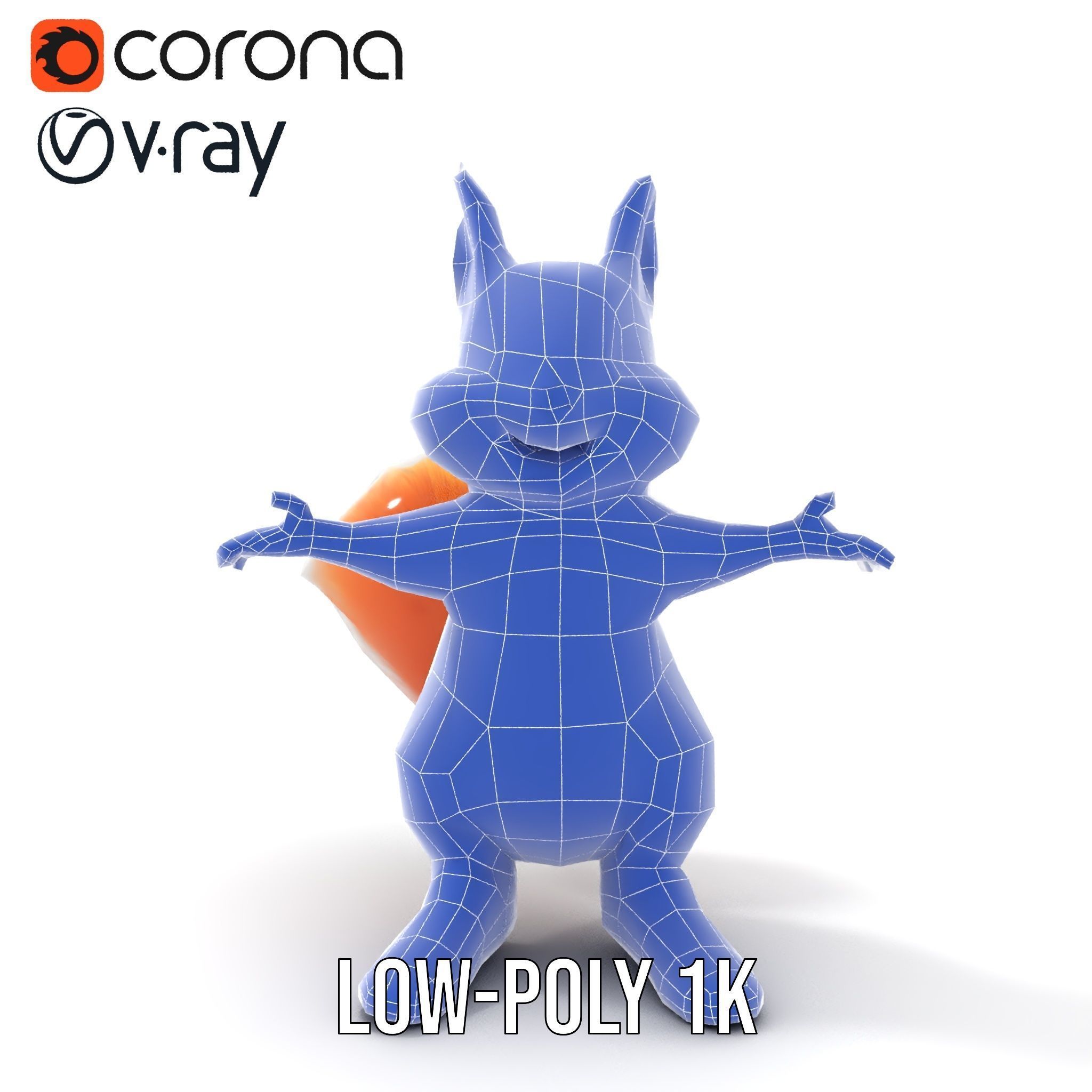 Cheerful Squirrel Character in Sneakers  Rigged and Animated Low-poly 3D model_25