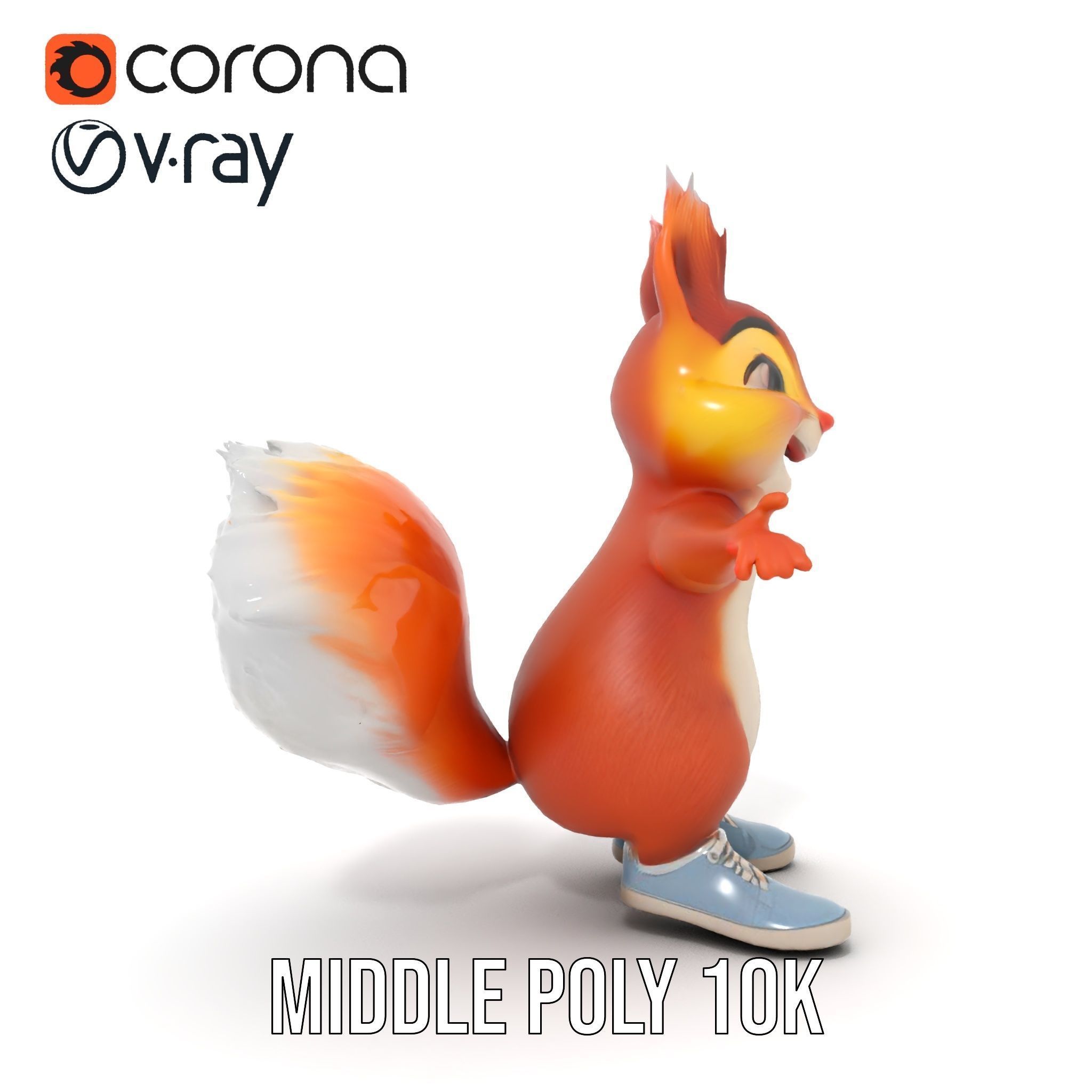 Cheerful Squirrel Character in Sneakers  Rigged and Animated Low-poly 3D model_30
