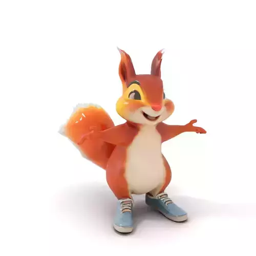 Cheerful Squirrel Character in Sneakers  Rigged and Animated Low-poly 3D model