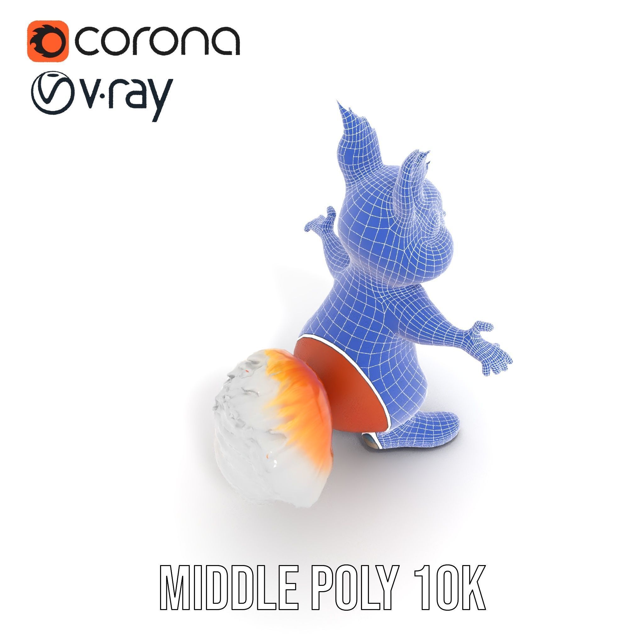 Cheerful Squirrel Character in Sneakers  Rigged and Animated Low-poly 3D model_24