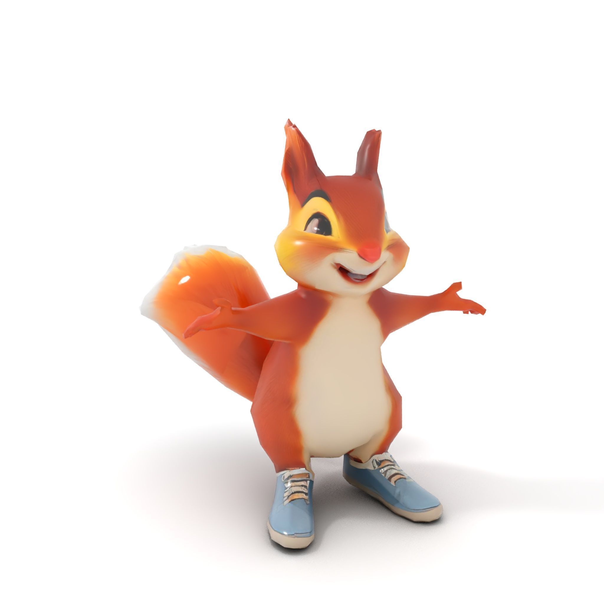 Cheerful Squirrel Character in Sneakers  Rigged and Animated Low-poly 3D model_8