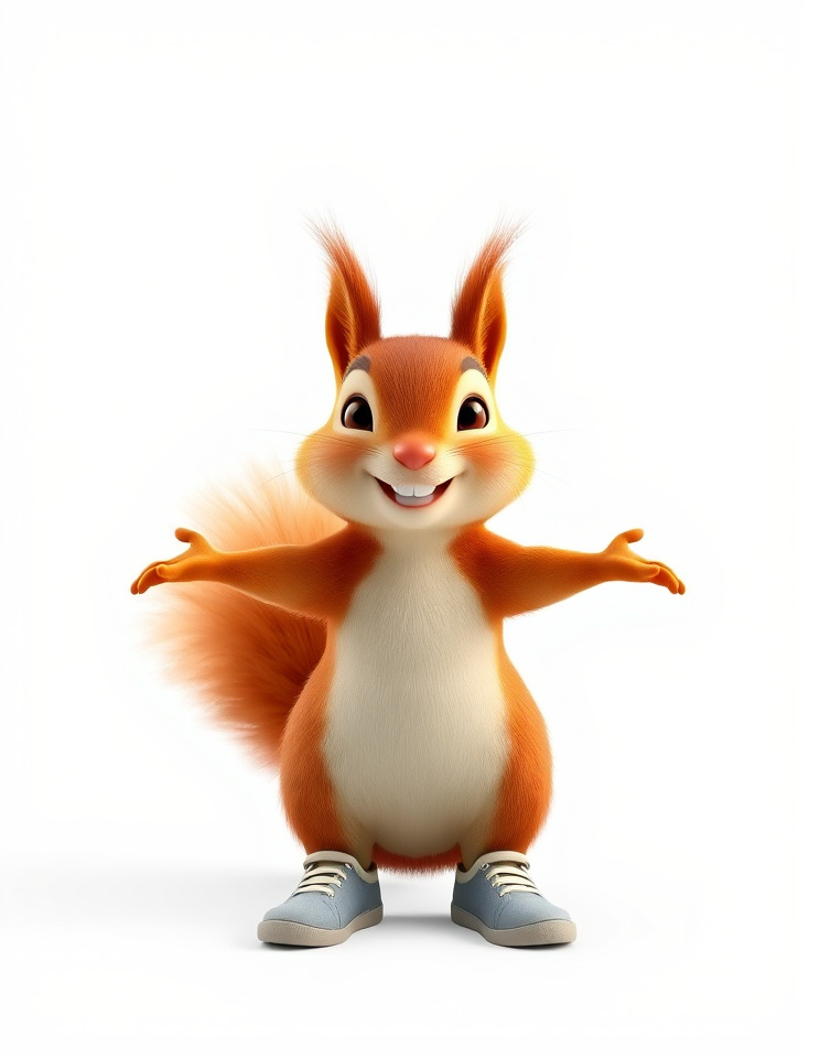 Cheerful Squirrel Character in Sneakers  Rigged and Animated Low-poly 3D model_3