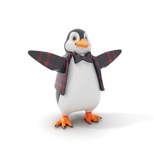 Stylish Rigged and Animated Penguin Character Model in Plaid ... Low-poly 3D model
