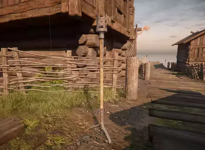 Medieval Viking Standing Torch - Game Ready PBR Asset Free low-poly 3D model