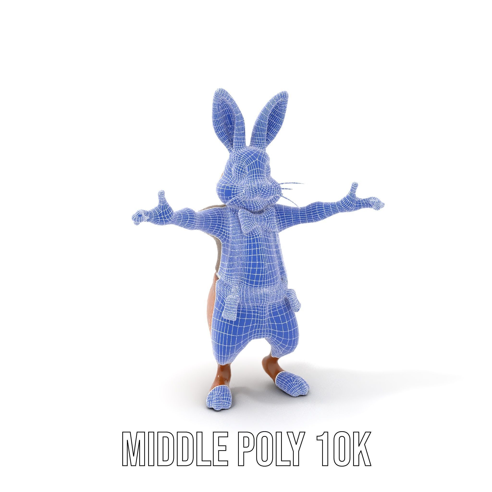 Charming Rabbit Character Rigged and Animated with Outfit and... Low-poly 3D model_35