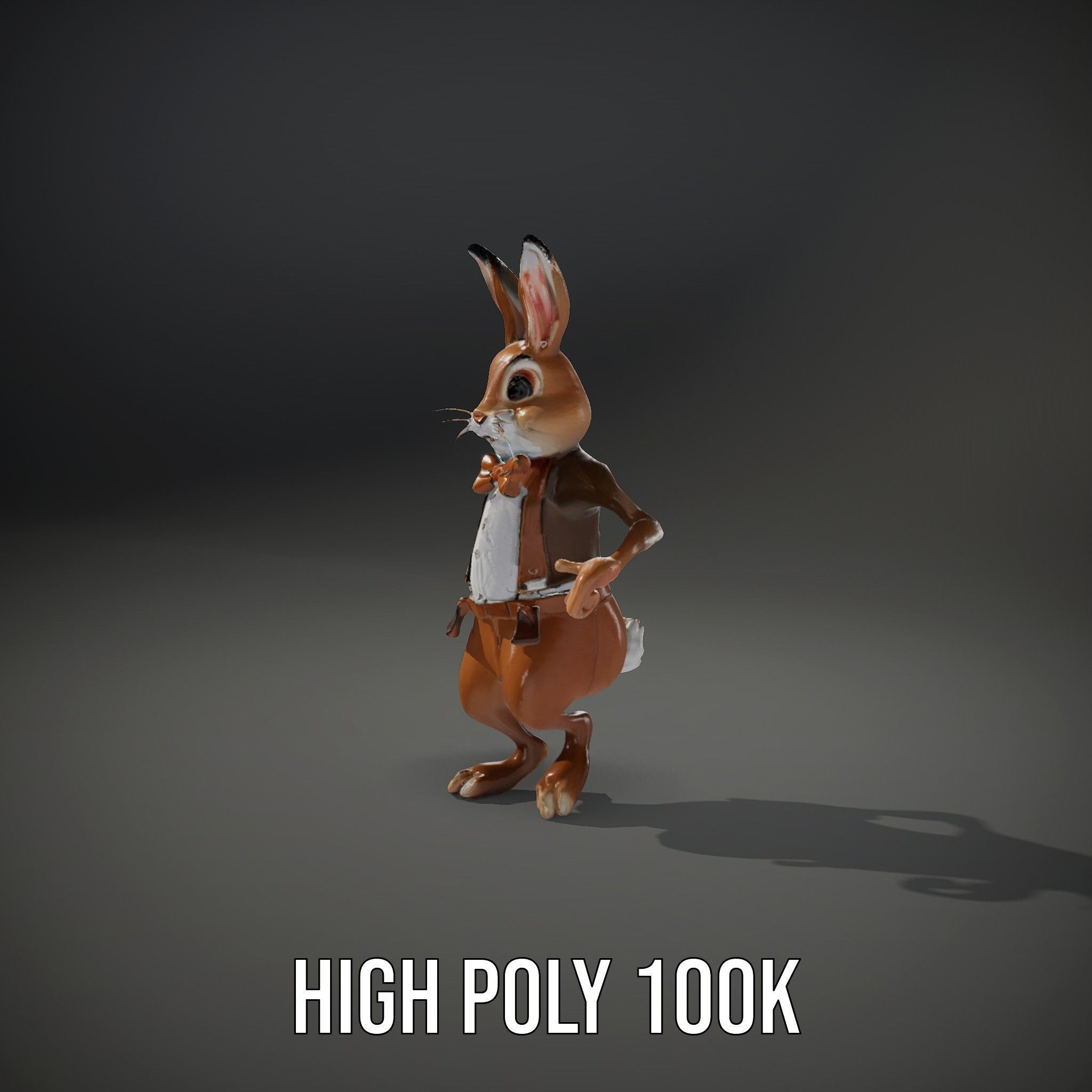 Charming Rabbit Character Rigged and Animated with Outfit and... Low-poly 3D model_21