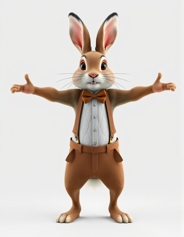 Charming Rabbit Character Rigged and Animated with Outfit and... Low-poly 3D model_3