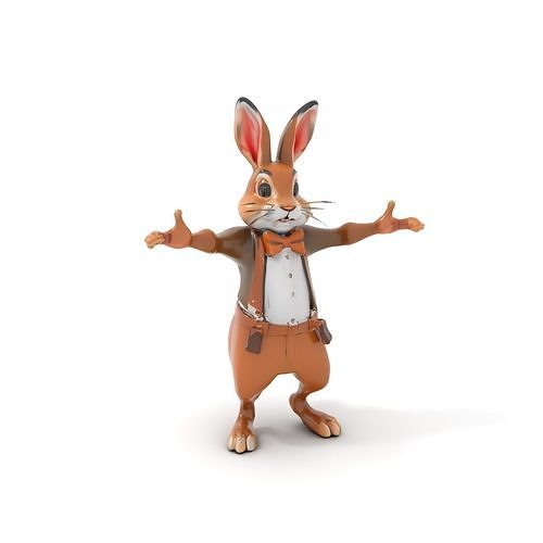 Charming Rabbit Character Rigged and Animated with Outfit and... Low-poly 3D model