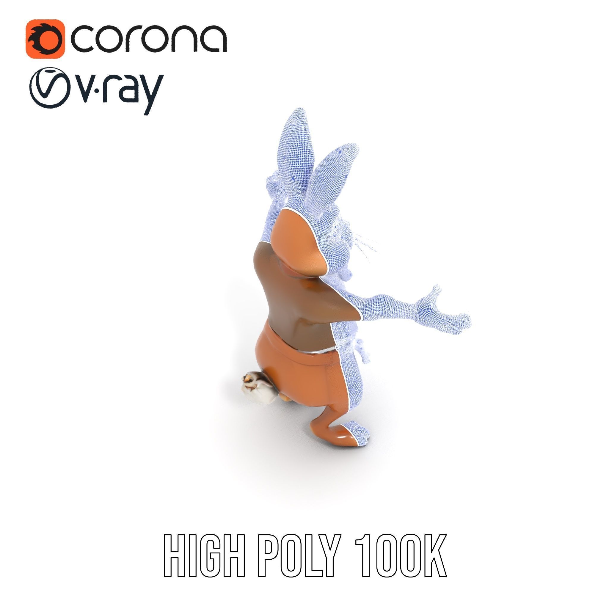 Charming Rabbit Character Rigged and Animated with Outfit and... Low-poly 3D model_24