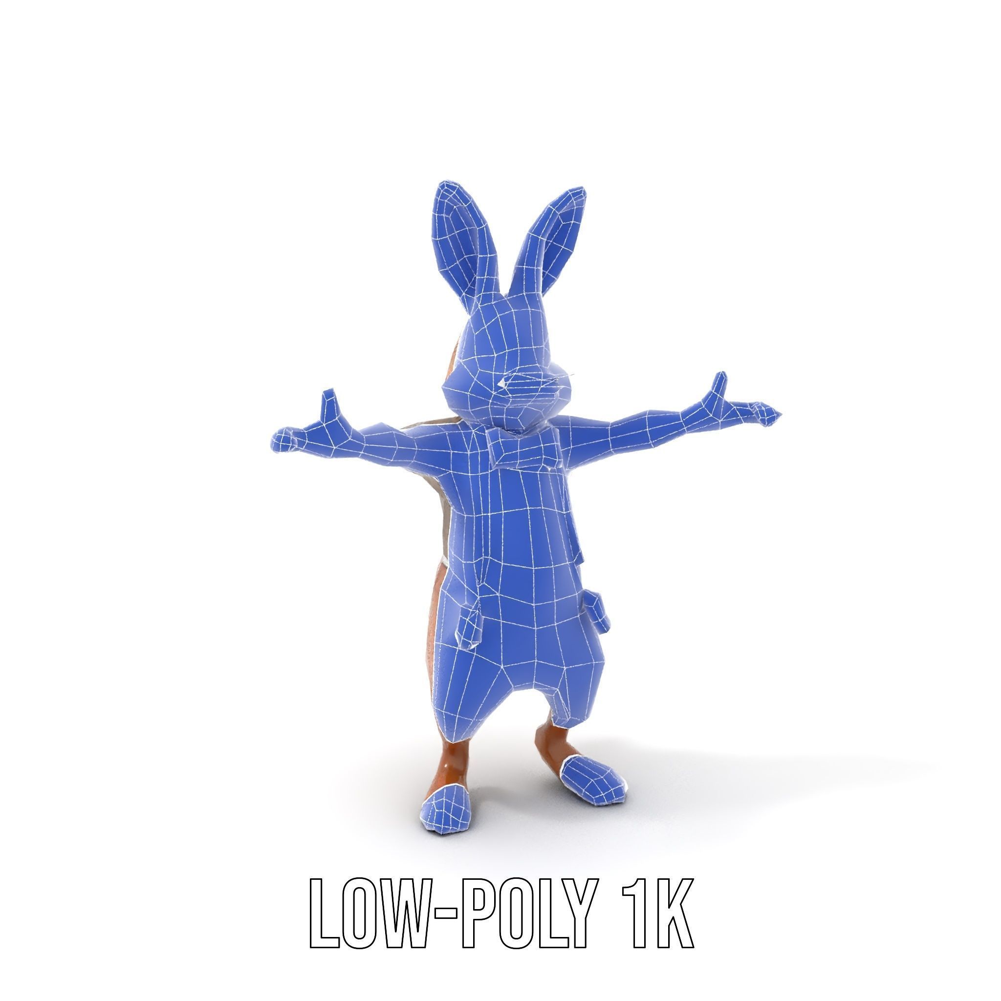 Charming Rabbit Character Rigged and Animated with Outfit and... Low-poly 3D model_14
