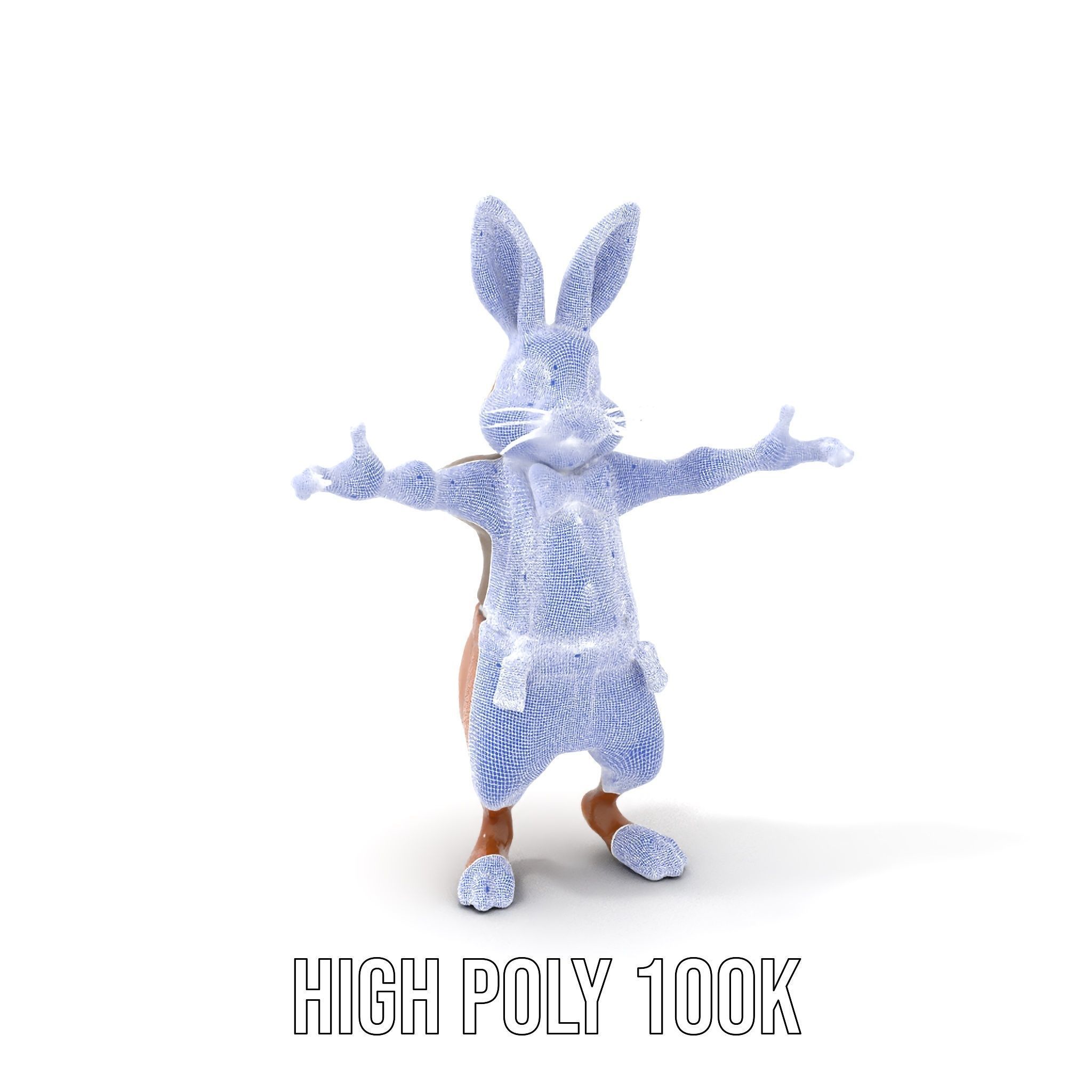 Charming Rabbit Character Rigged and Animated with Outfit and... Low-poly 3D model_5
