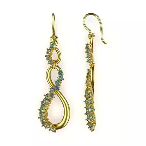 Infinity Drop Earrings with Gemstones 3D print model