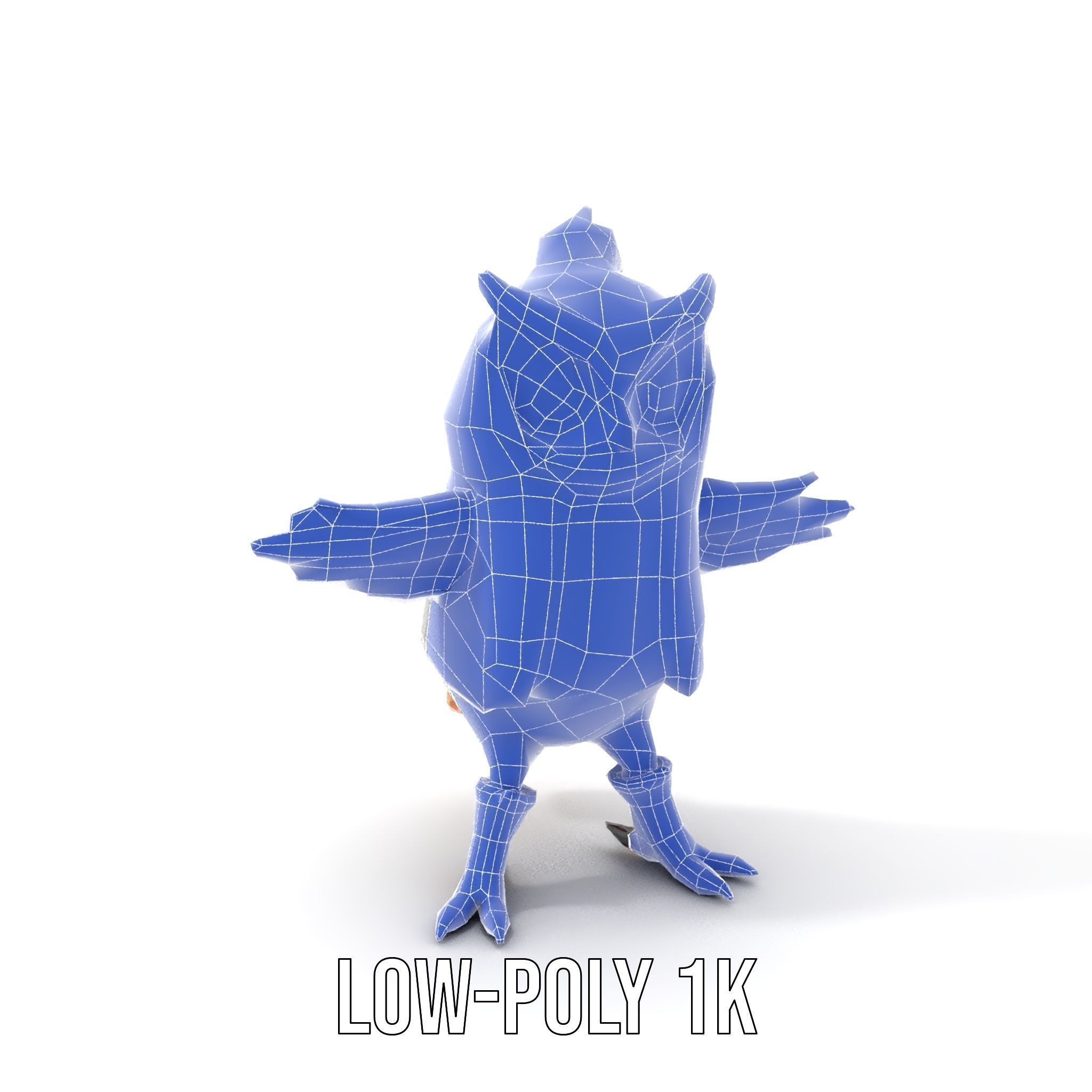 Animated Rigged Owl Character Model with Vest and Boots Low-poly 3D model_17