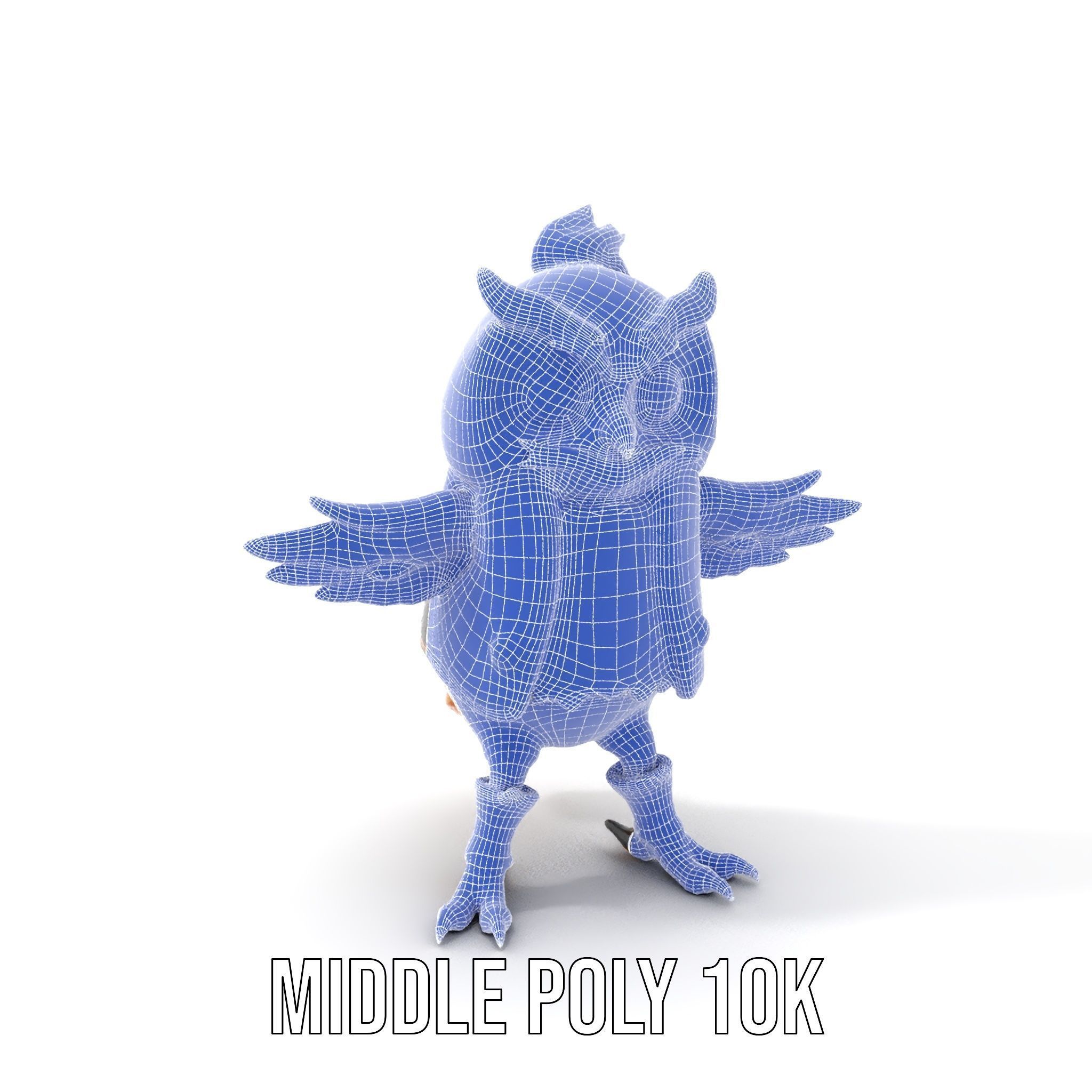 Animated Rigged Owl Character Model with Vest and Boots Low-poly 3D model_14