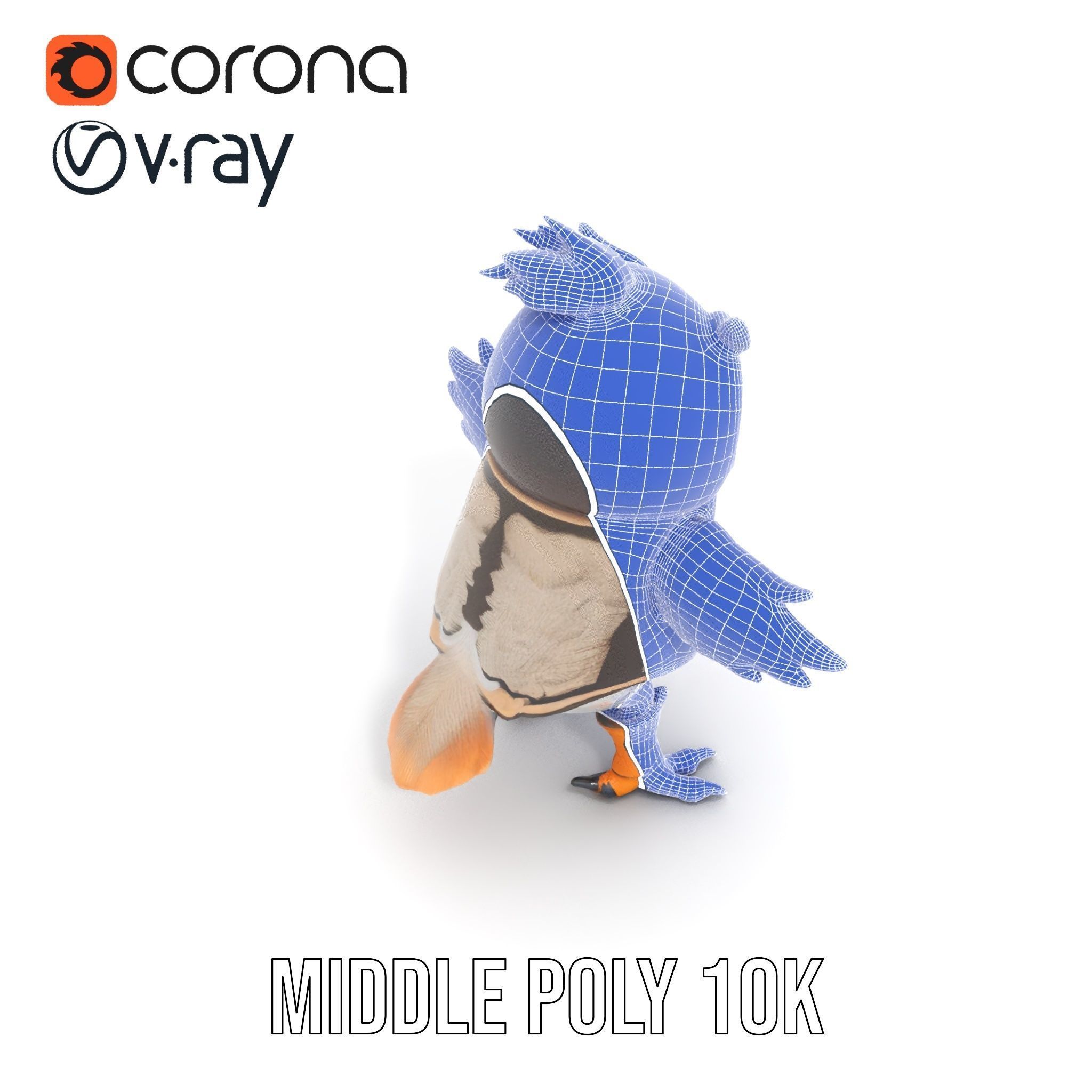 Animated Rigged Owl Character Model with Vest and Boots Low-poly 3D model_30
