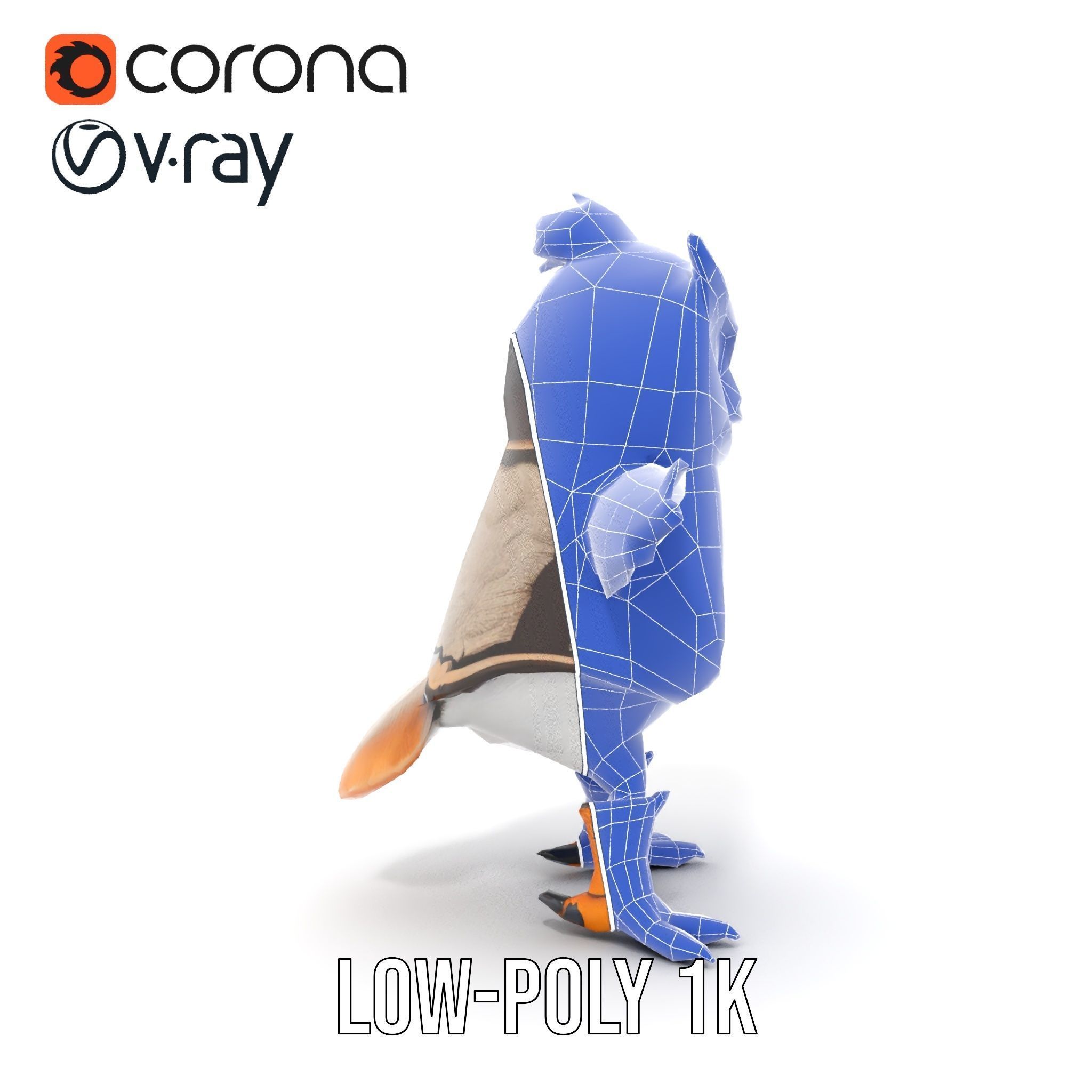 Animated Rigged Owl Character Model with Vest and Boots Low-poly 3D model_26