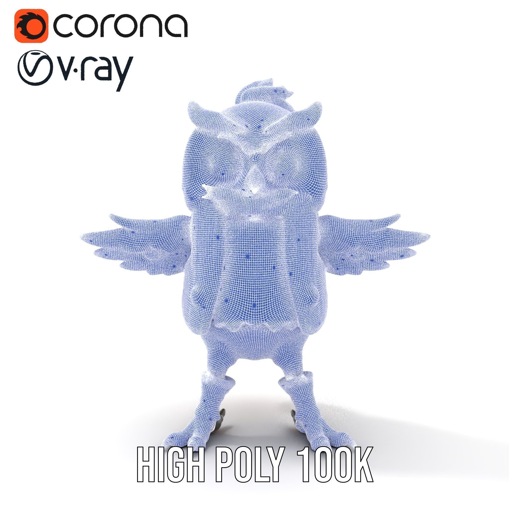 Animated Rigged Owl Character Model with Vest and Boots Low-poly 3D model_36