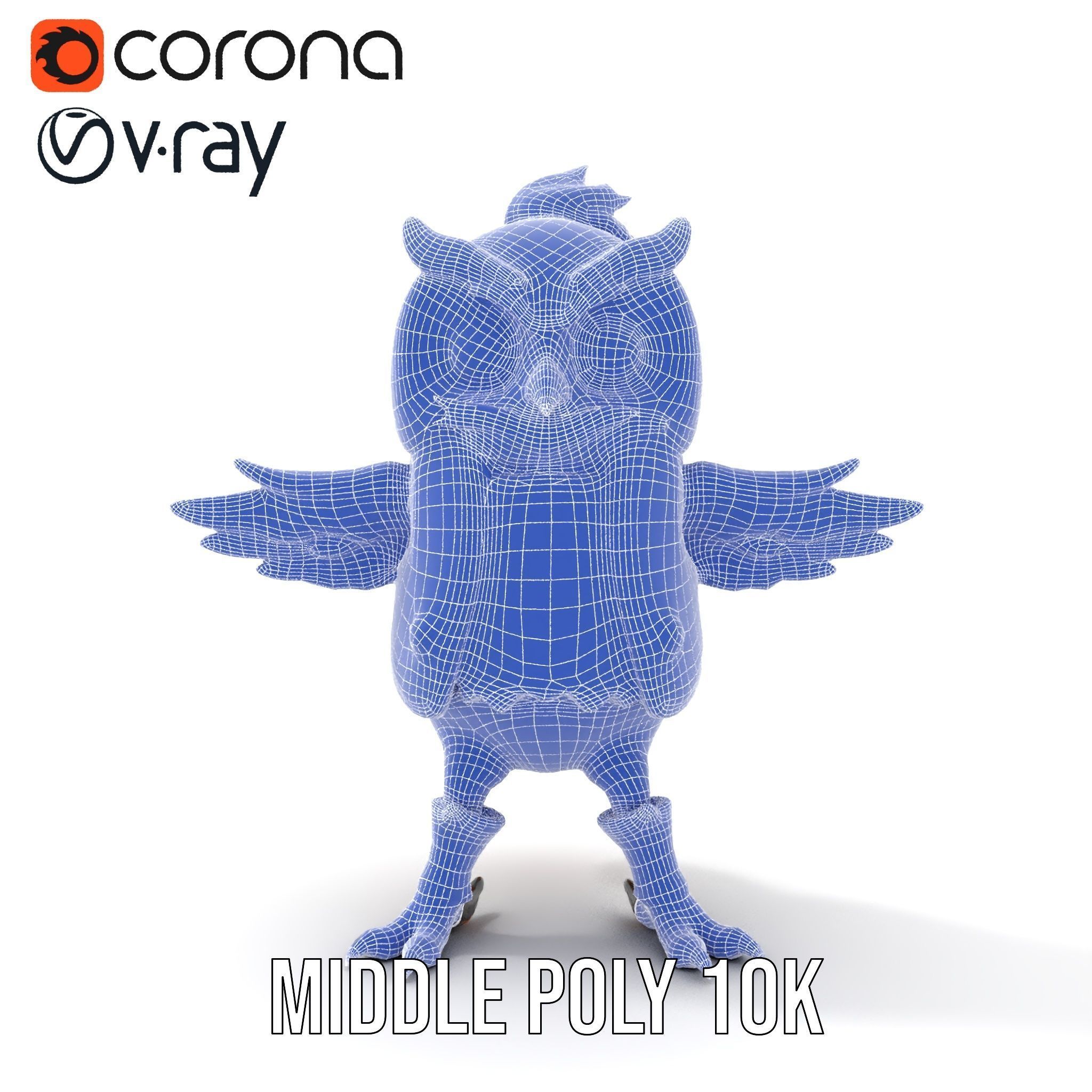 Animated Rigged Owl Character Model with Vest and Boots Low-poly 3D model_35