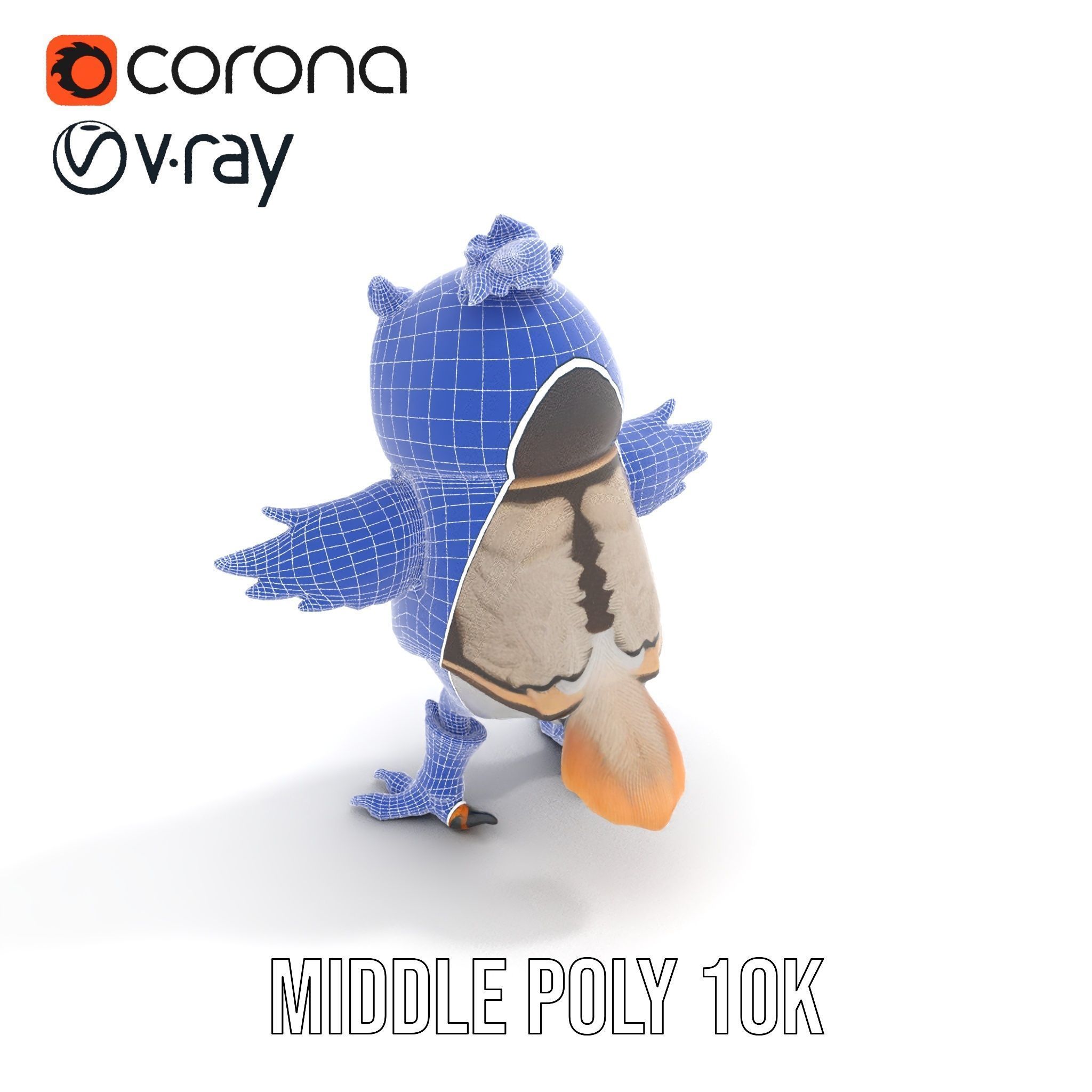 Animated Rigged Owl Character Model with Vest and Boots Low-poly 3D model_11