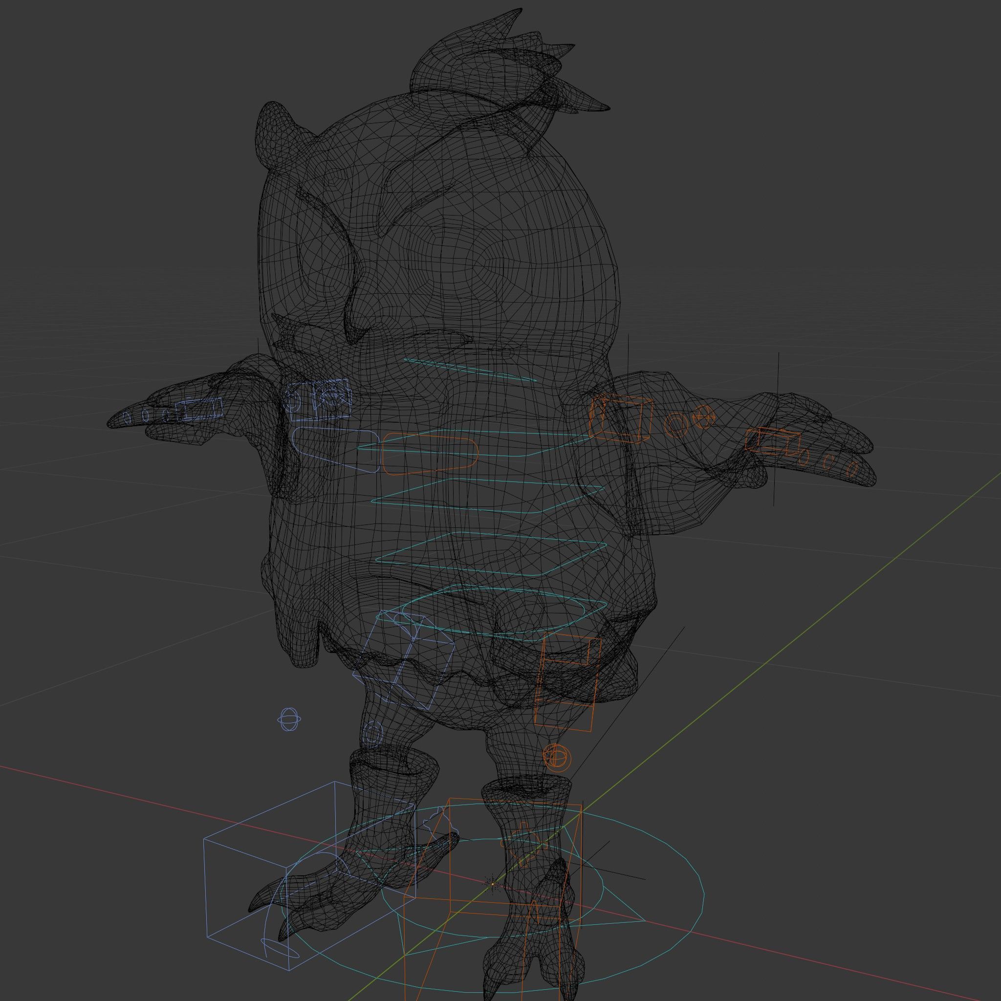 Animated Rigged Owl Character Model with Vest and Boots Low-poly 3D model_7