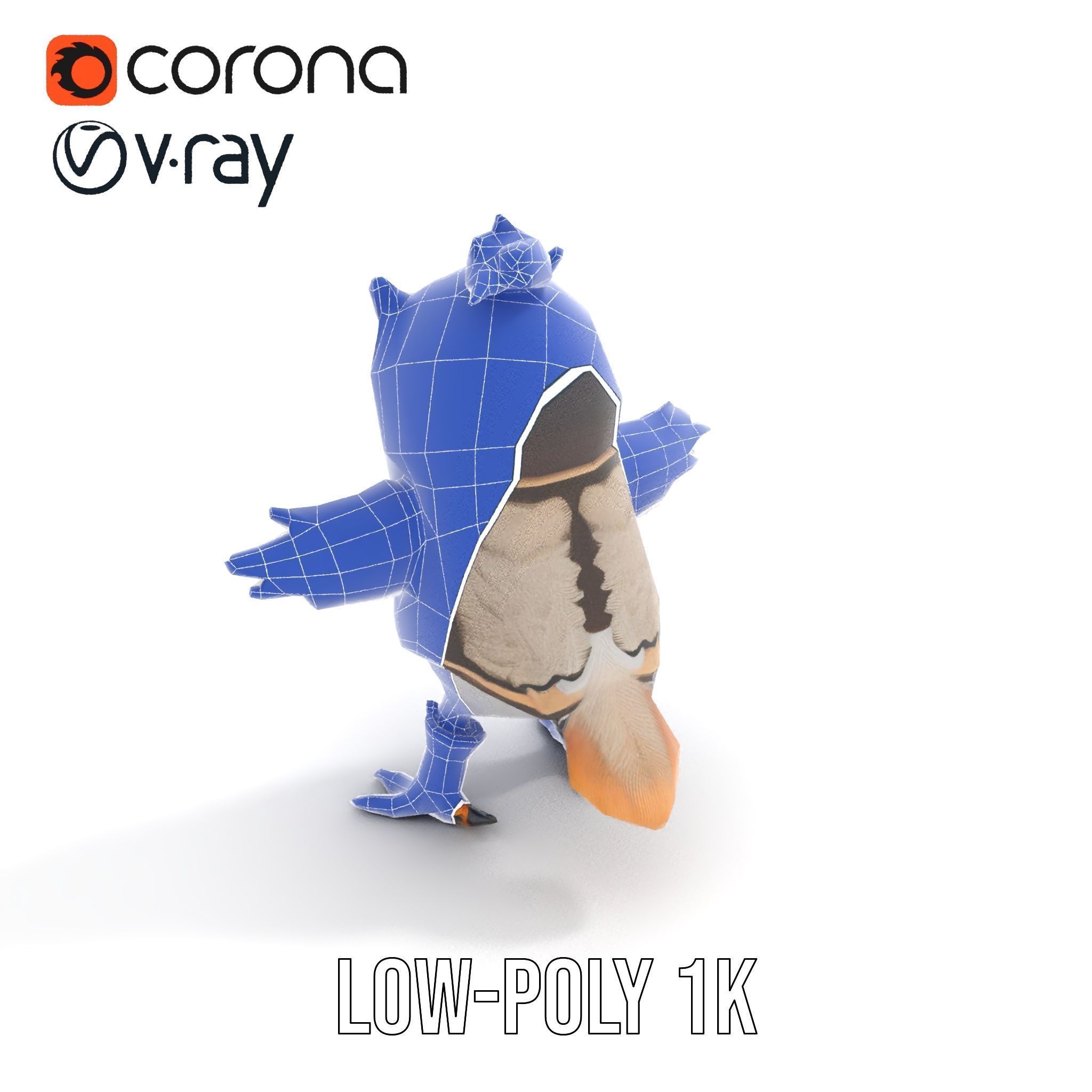 Animated Rigged Owl Character Model with Vest and Boots Low-poly 3D model_15