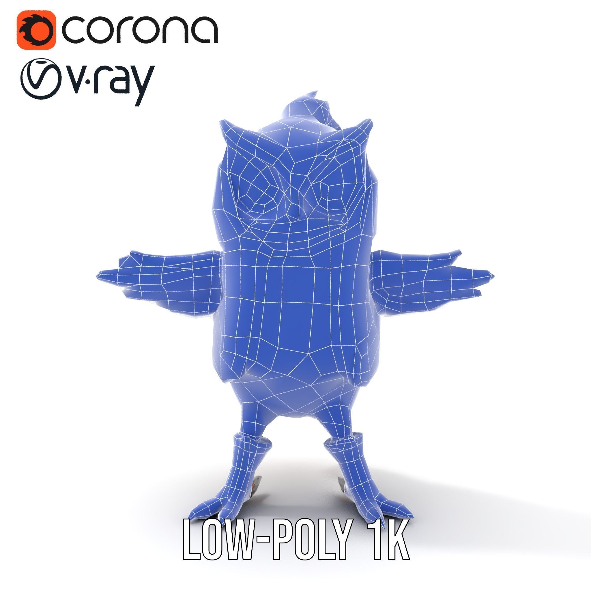 Animated Rigged Owl Character Model with Vest and Boots Low-poly 3D model_23