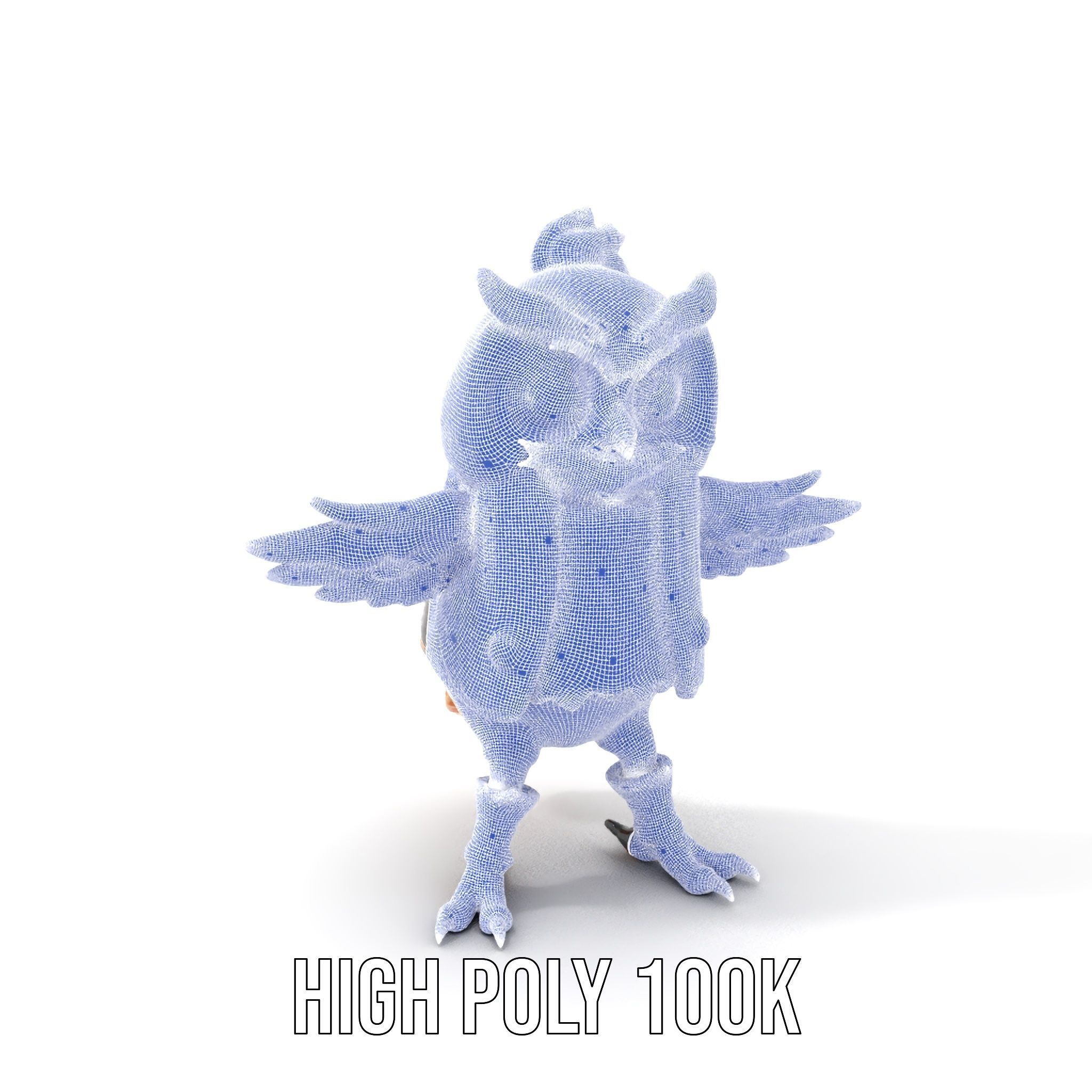 Animated Rigged Owl Character Model with Vest and Boots Low-poly 3D model_5