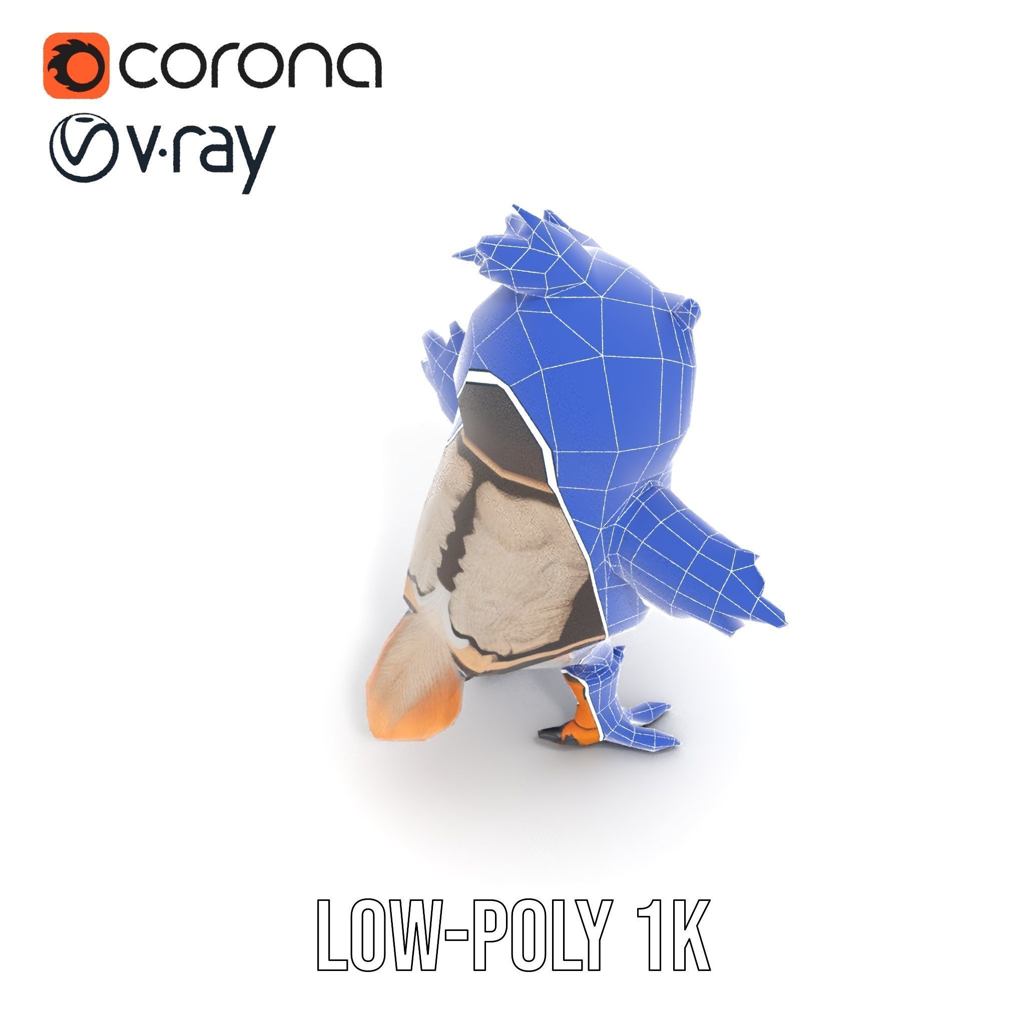 Animated Rigged Owl Character Model with Vest and Boots Low-poly 3D model_31