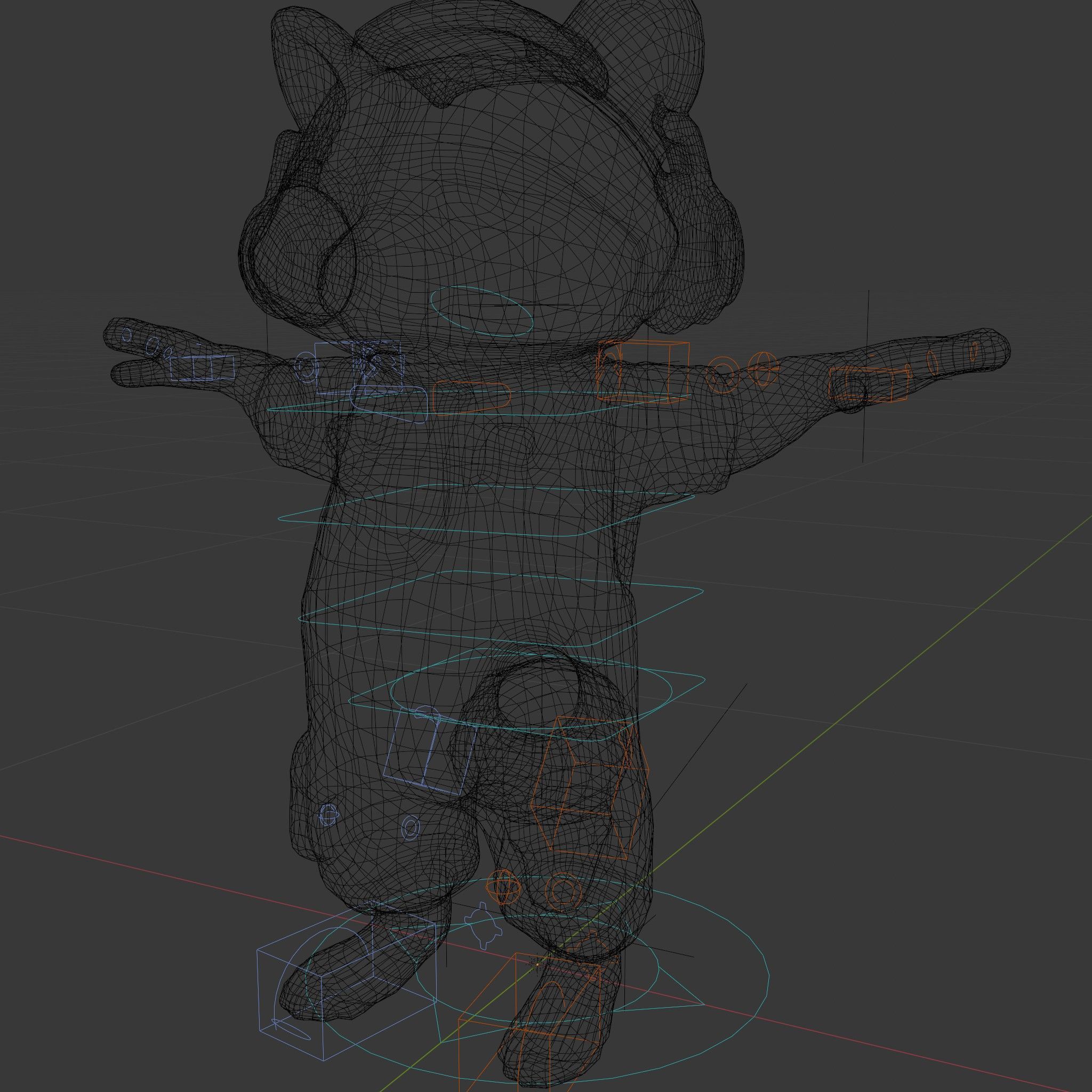 Animated Raccoon Character with Headphones Rigged and Animated Low-poly 3D model_6