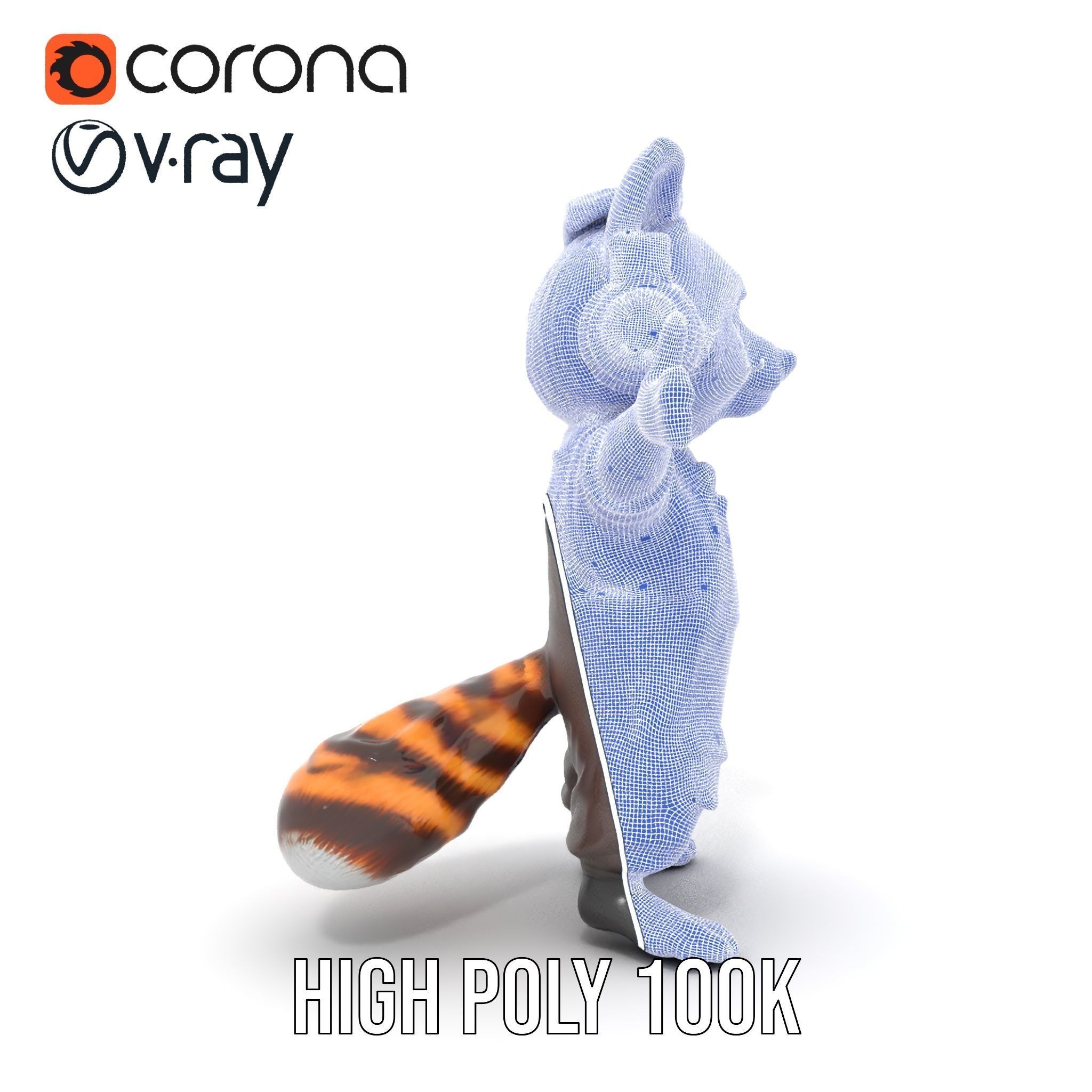 Animated Raccoon Character with Headphones Rigged and Animated Low-poly 3D model_37