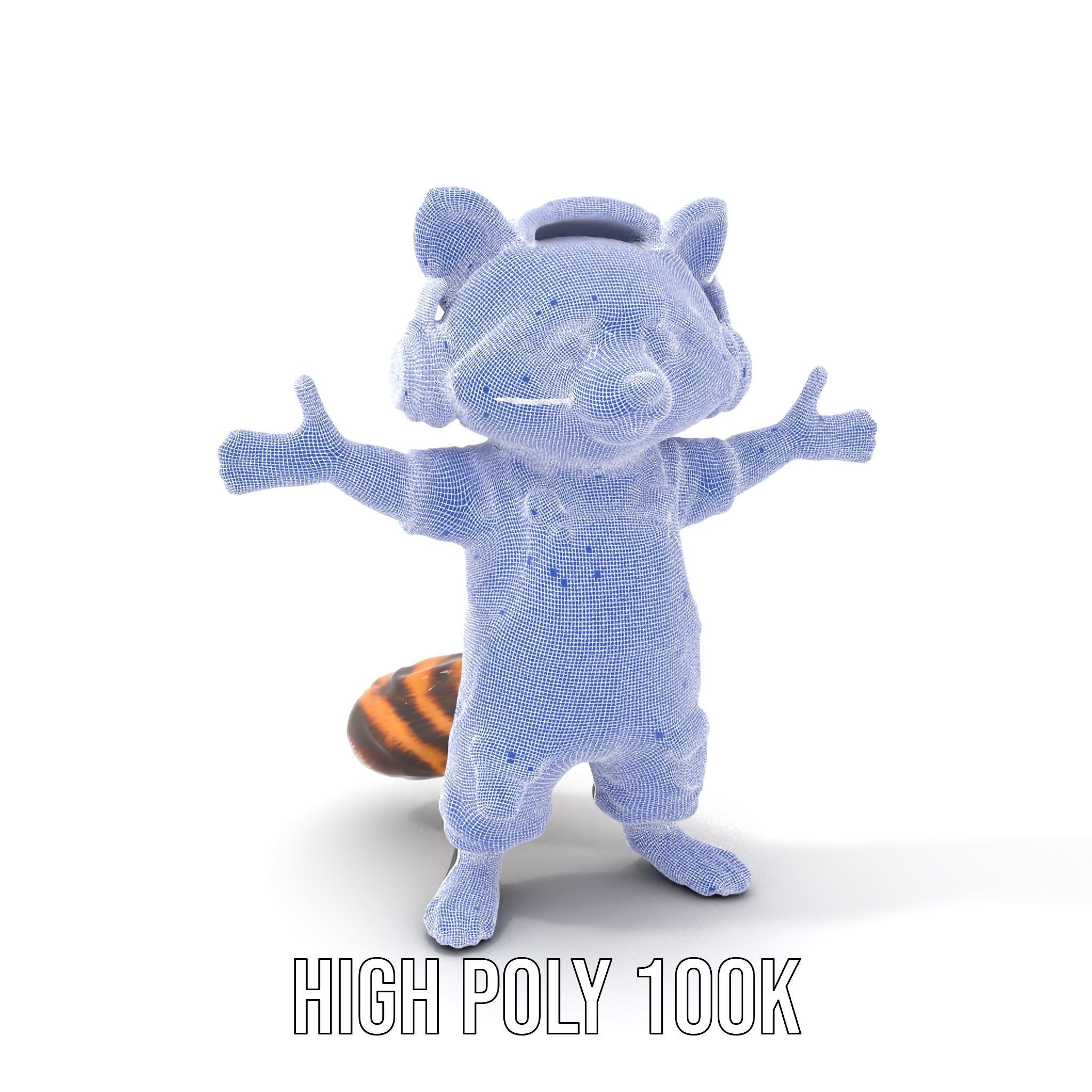 Animated Raccoon Character with Headphones Rigged and Animated Low-poly 3D model_5