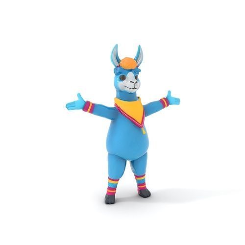 Colorful Llama Character Model Rigged and Animated for Games Low-poly 3D model