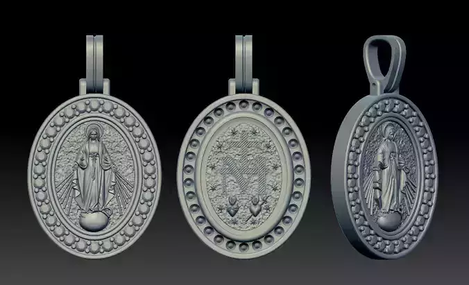 Miraculous Medal Pendant pendant model 3D print model