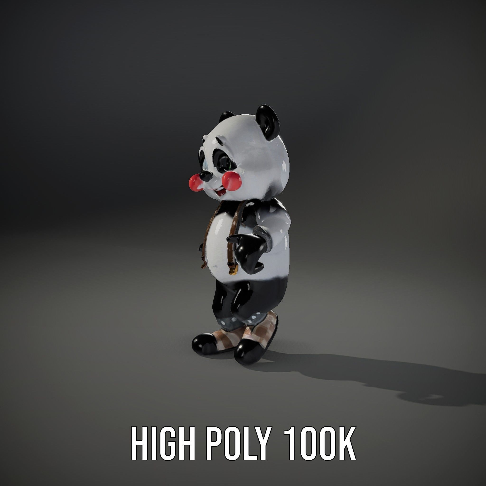 Animated Cute Panda Character Model Rigged and Animated Low-poly 3D model_11
